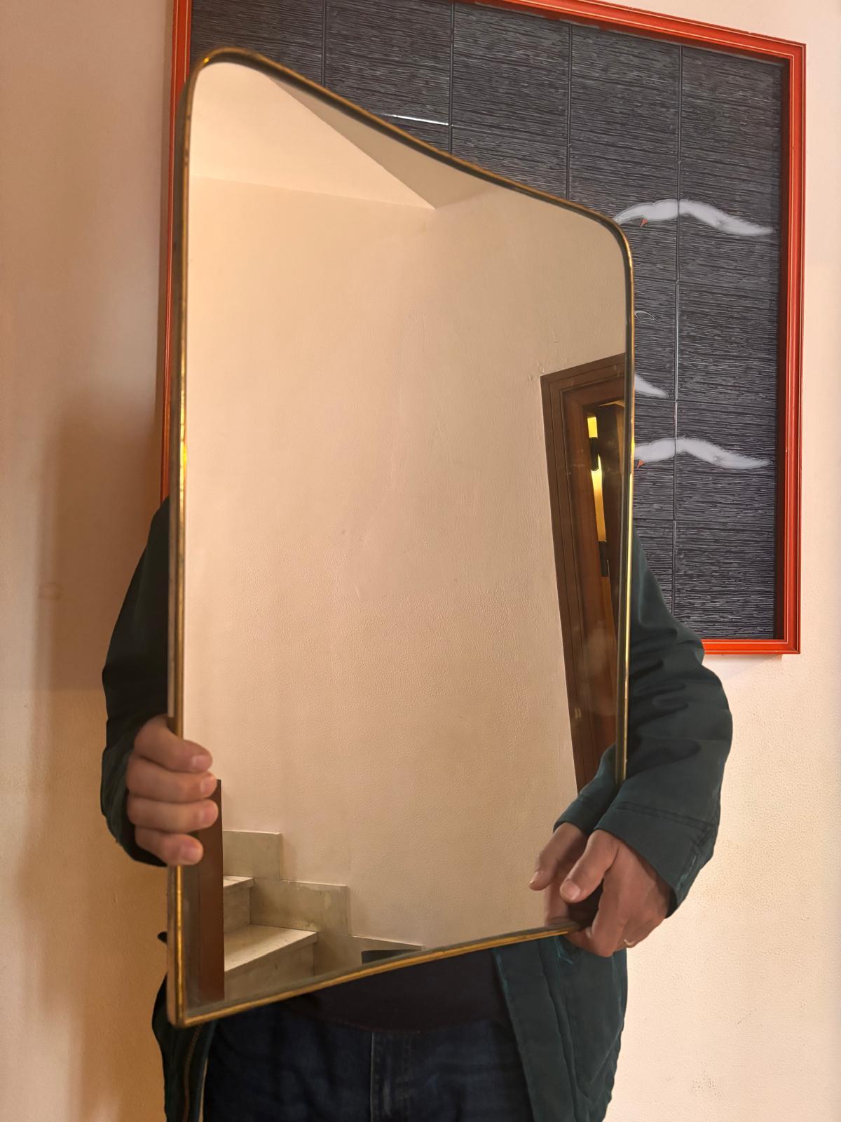 Gio Ponti 1891-1979 Espejo Latón Madera Vidrio, Fontana arte 1950, Italia Moderno de mediados de siglo en venta