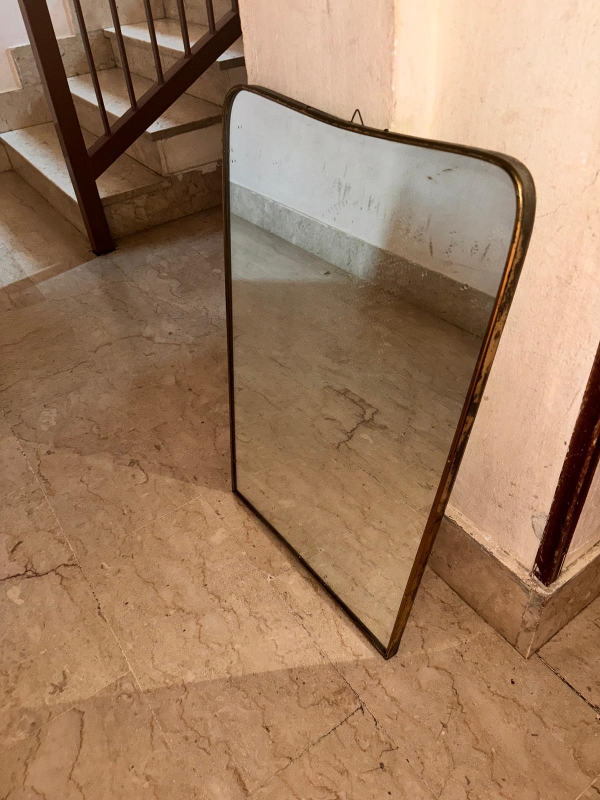 Gio Ponti 1891-1979 Espejo Latón Madera Vidrio, Fontana arte 1950, Italia Dorado en venta