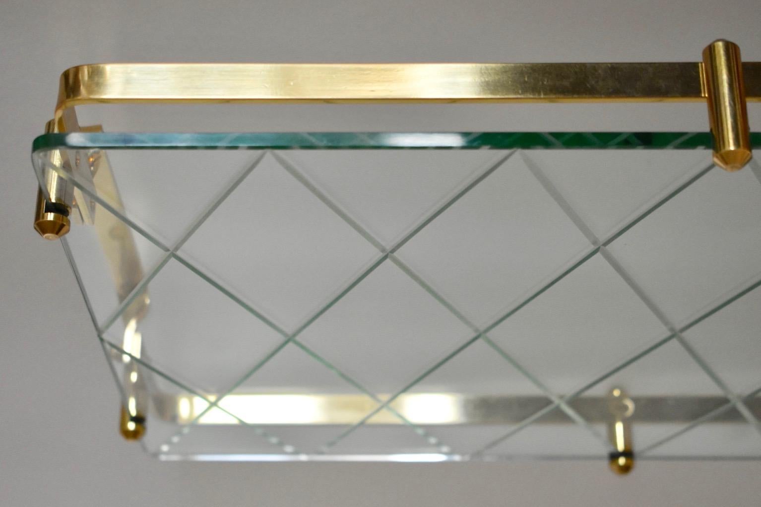 Fontana Arte Style Brass and Wheel Cut Glass Vanity or Accessory Tray For Sale 6