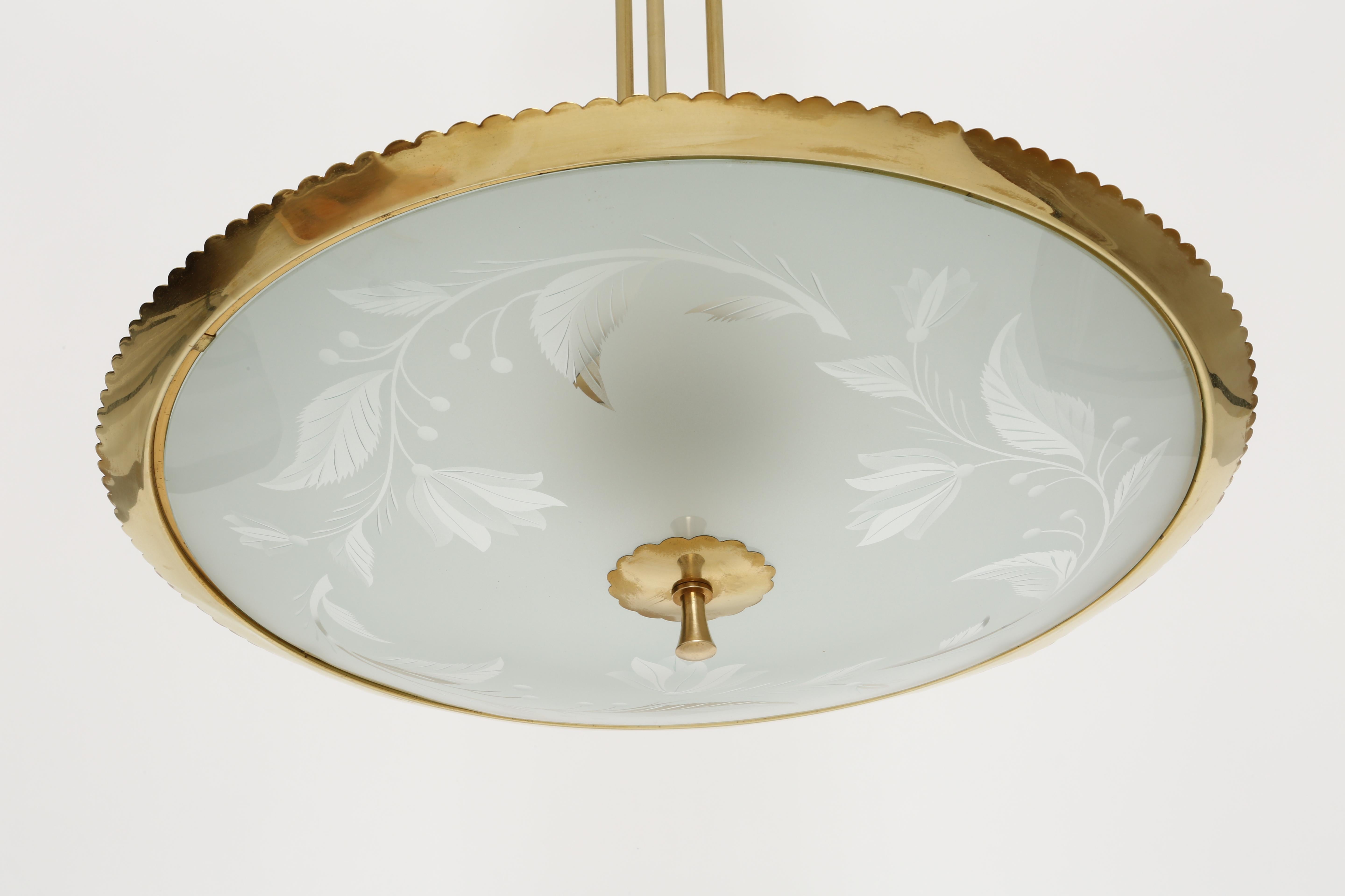 Brass Pietro Chiesa for Fontana Arte ceiling pendant attributed