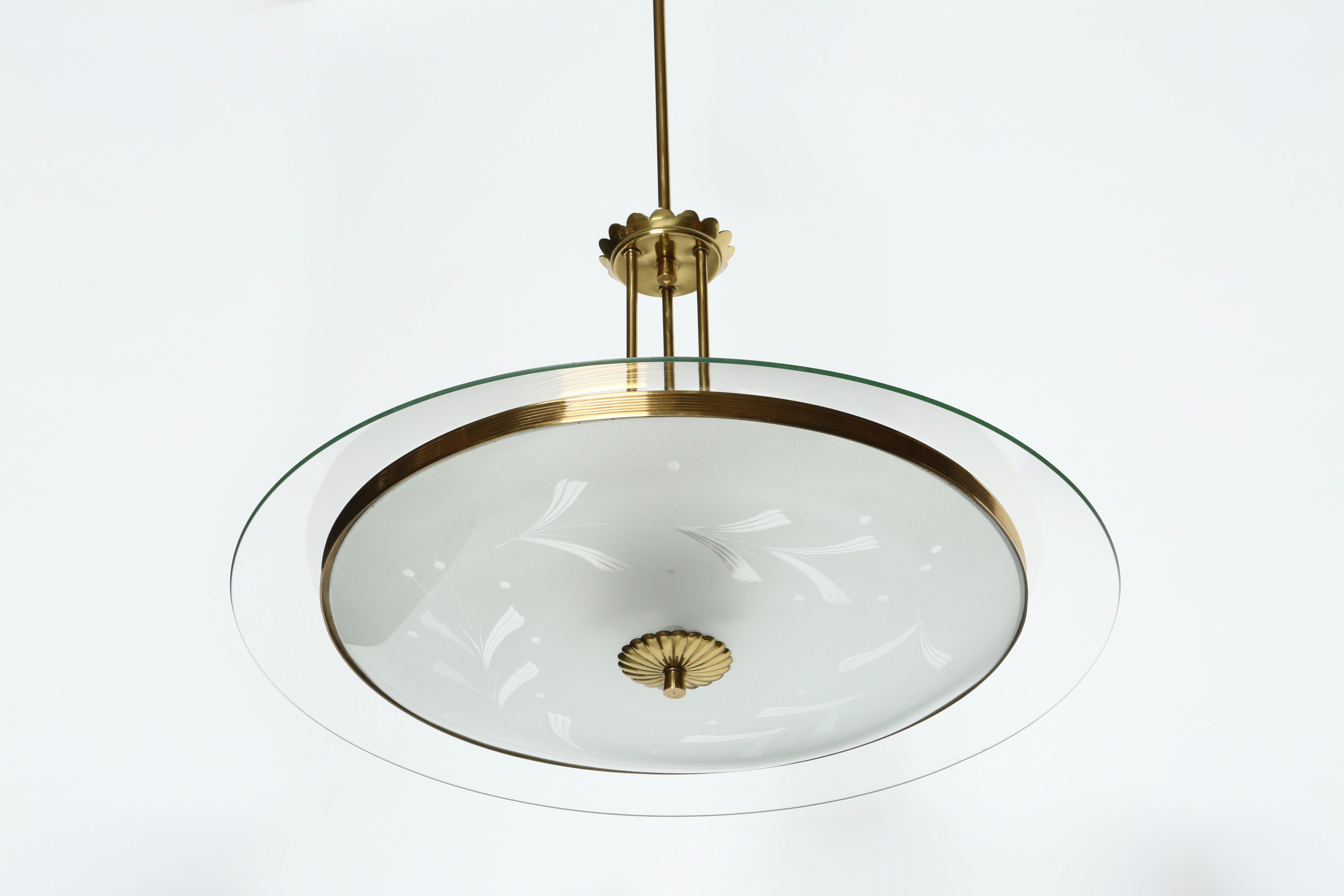 Pietro Chiesa for Fontana Arte Chandelier attributed In Good Condition In Brooklyn, NY