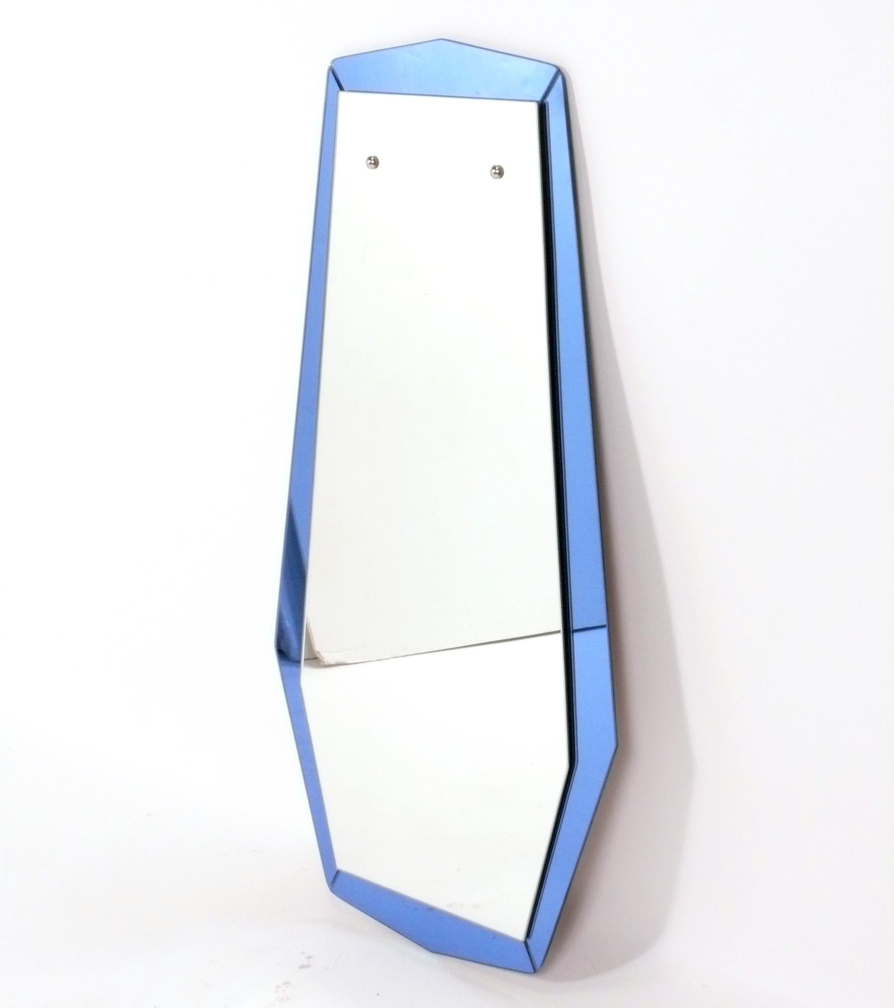 Specchio blu cobalto in stile Fontana Arte, Italia, circa anni '60. Misura 44