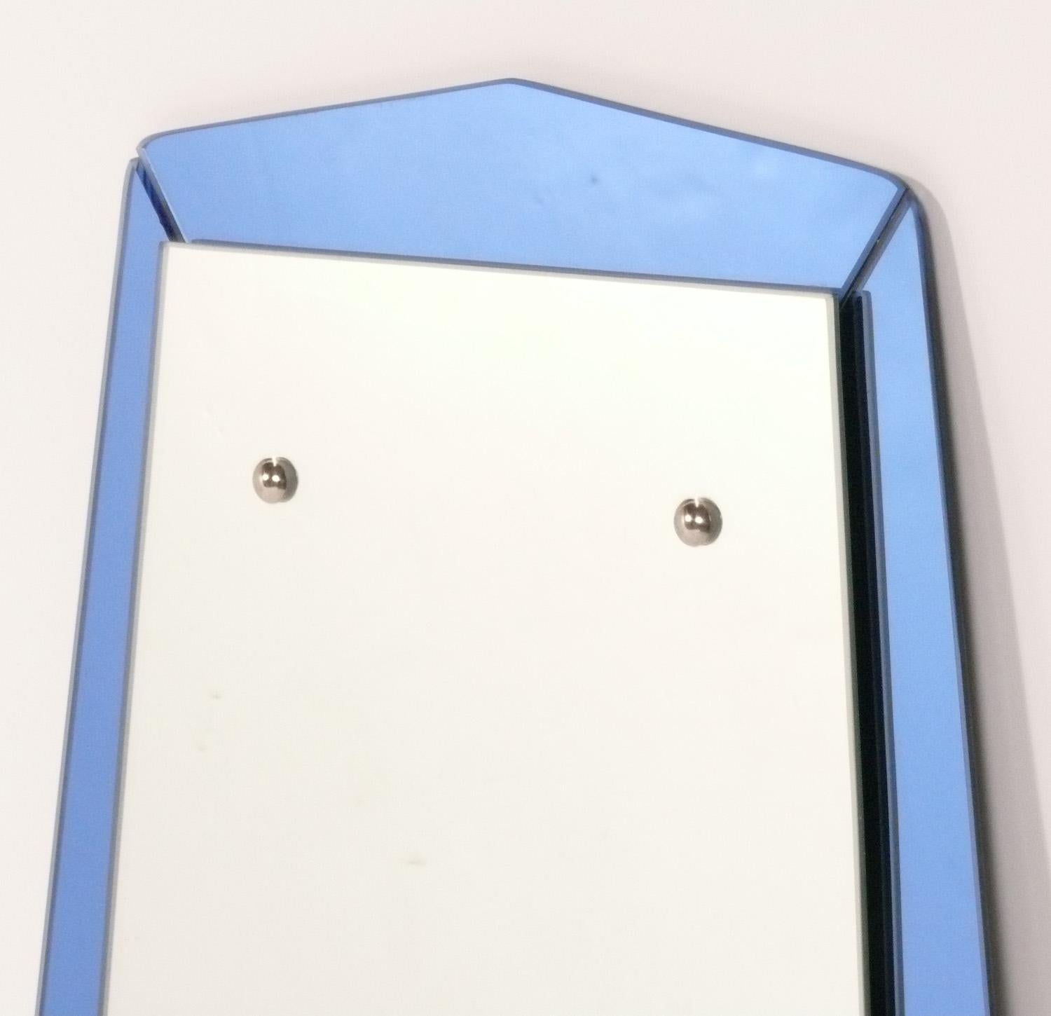 Italiano Specchio blu cobalto in stile Fontana Arte 44 