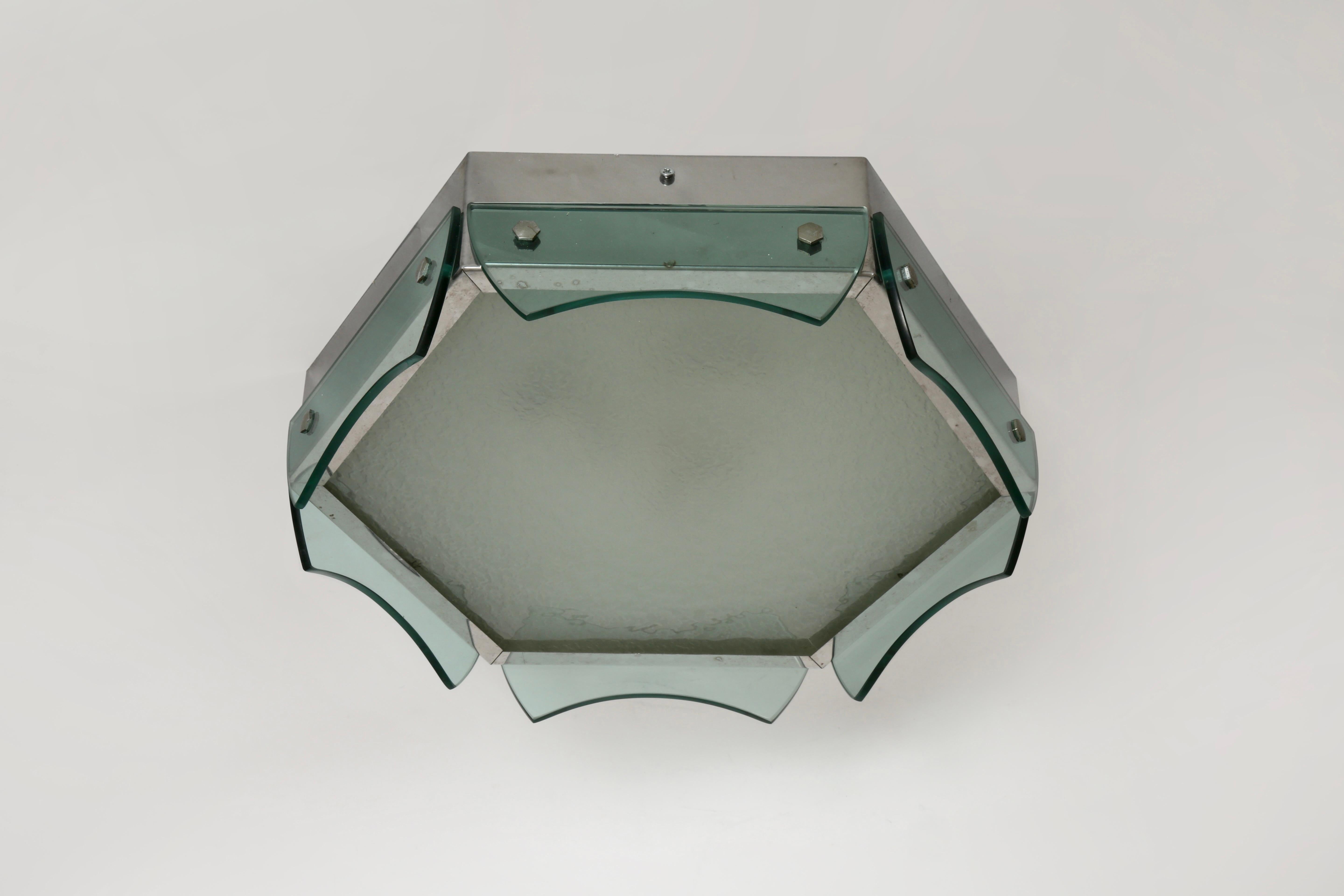 Fin du 20e siècle Plafonnier à encastrer de style Fontana Arte par Veca, Italie circa 1970 en vente