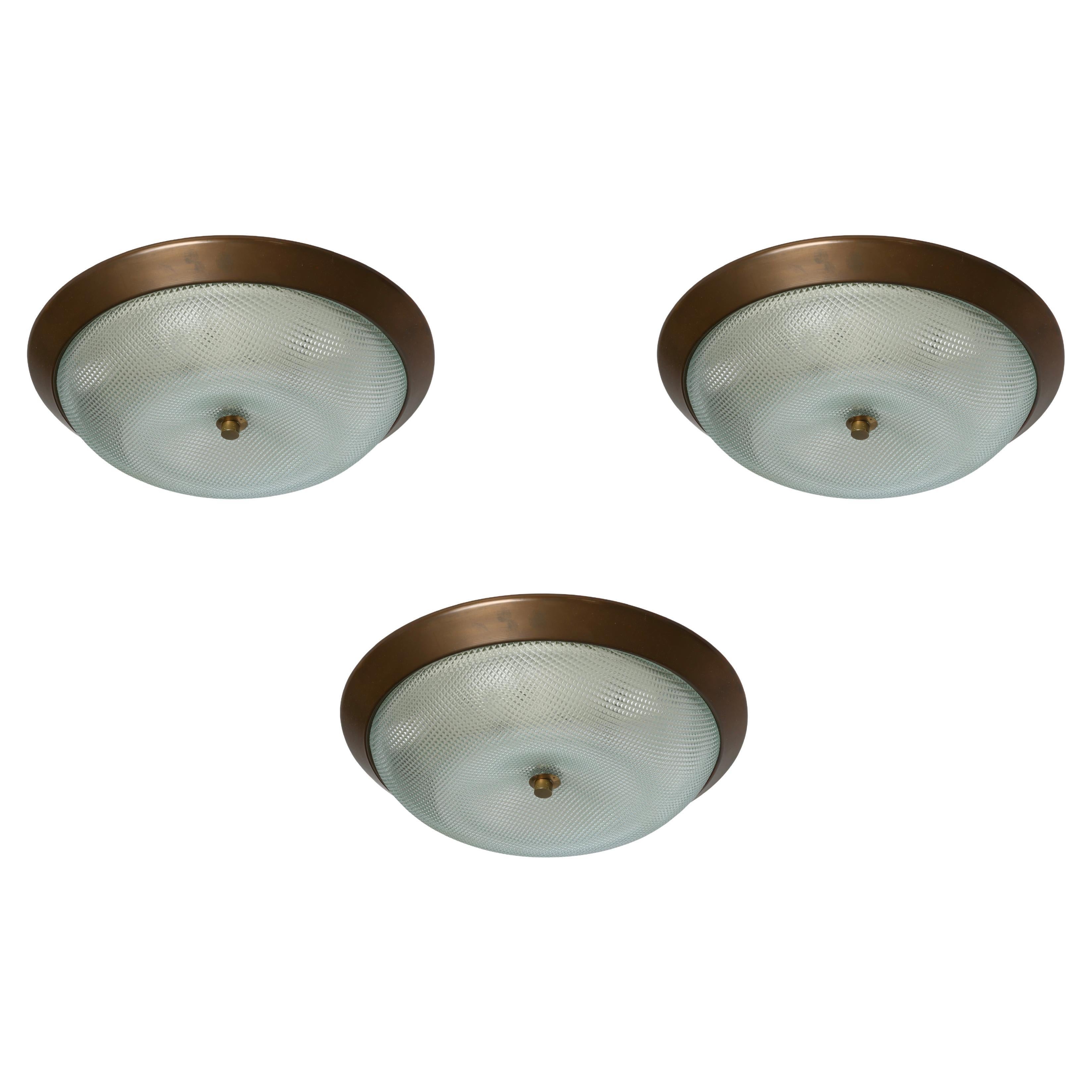 Fontana Arte style flush mount ceiling light, Italy 1960s