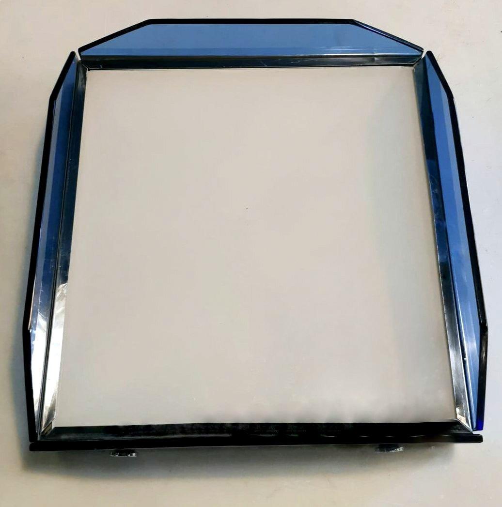 Veca Style Italian Ceiling Lamp Light Blue Glass And Metal For Sale 4