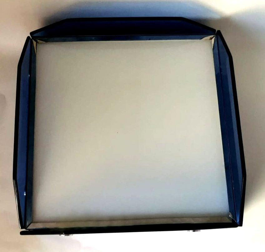 Veca Style Italian Ceiling Lamp Light Blue Glass And Metal In Good Condition For Sale In Prato, Tuscany