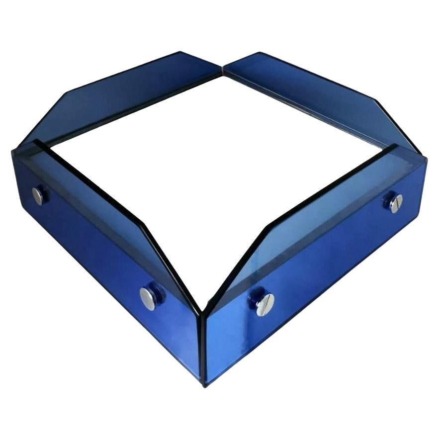 Veca Style Italian Ceiling Lamp Light Blue Glass And Metal For Sale