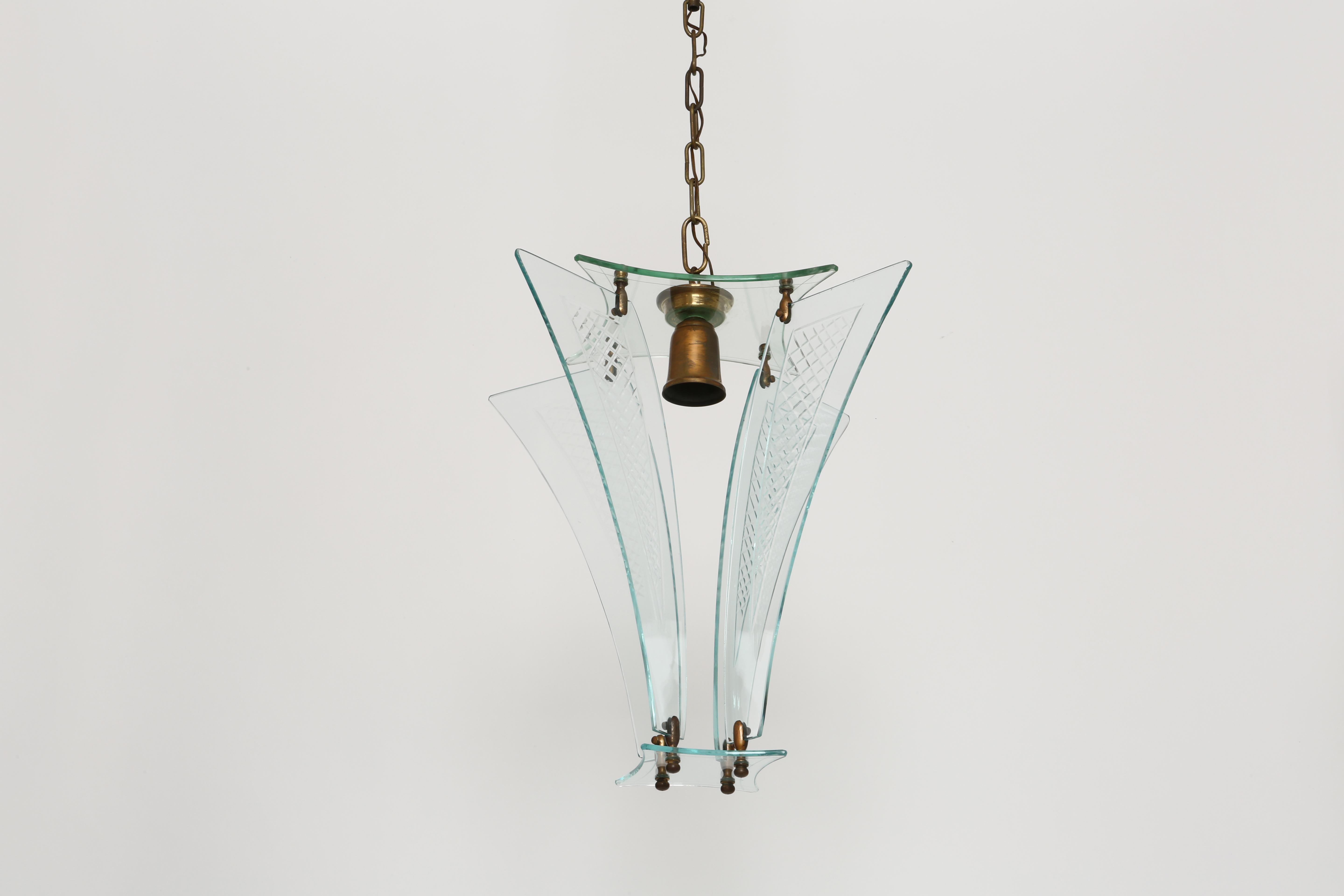 Mid-Century Modern Fontana Arte style lantern For Sale