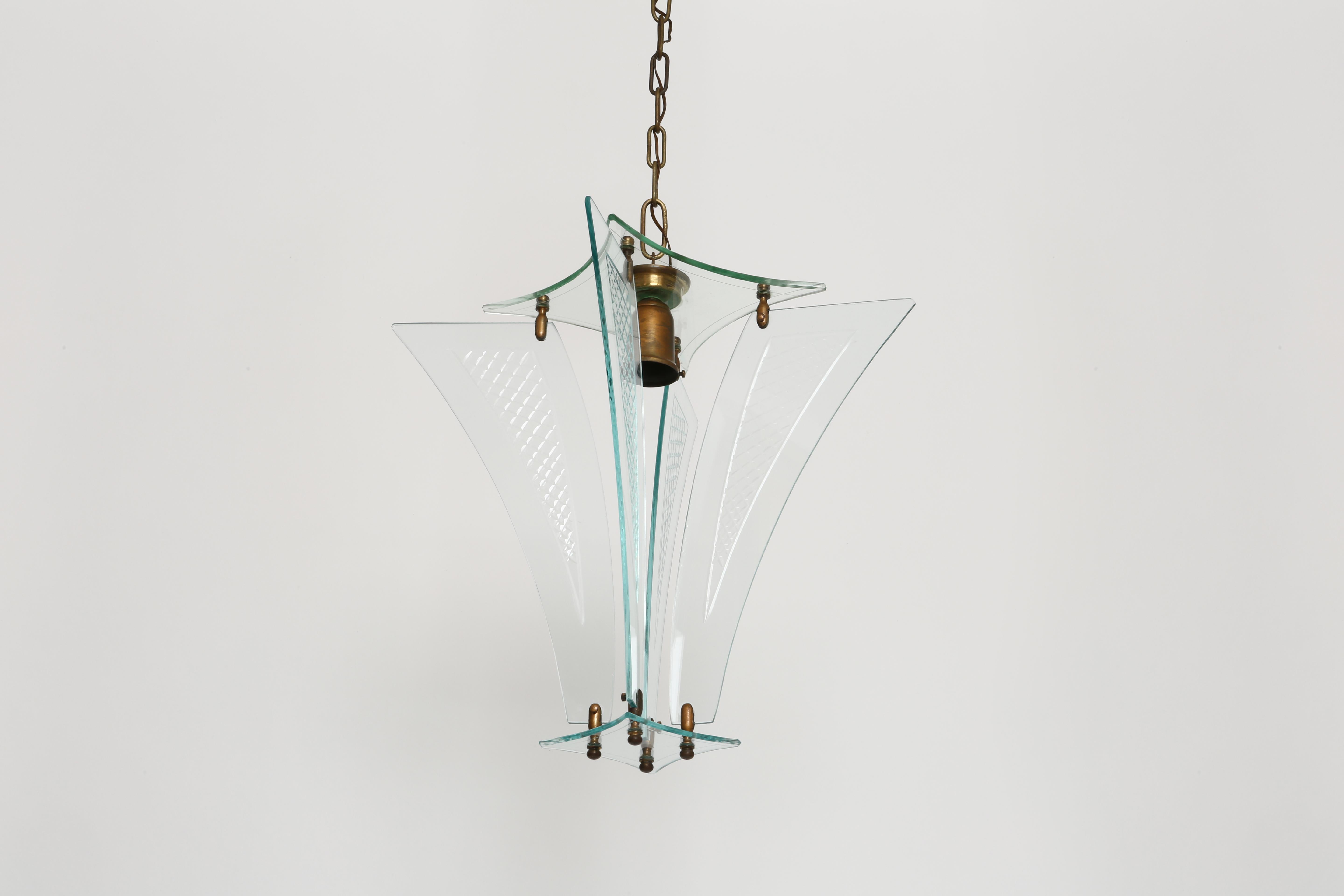 Italian Fontana Arte style lantern For Sale