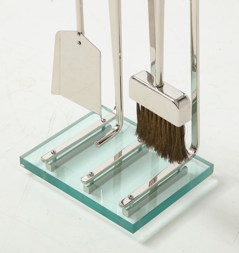 Fontana Arte Style Modernist Nickel Fire Tools at 1stDibs