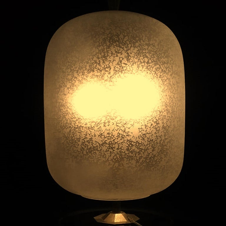Fontana Arte Style Murano Glass Shade Table or Nightstand Lamp, Italy, 1950s For Sale 5