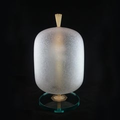 Fontana Arte Style Murano Glass Shade Table or Nightstand Lamp, Italy, 1950s