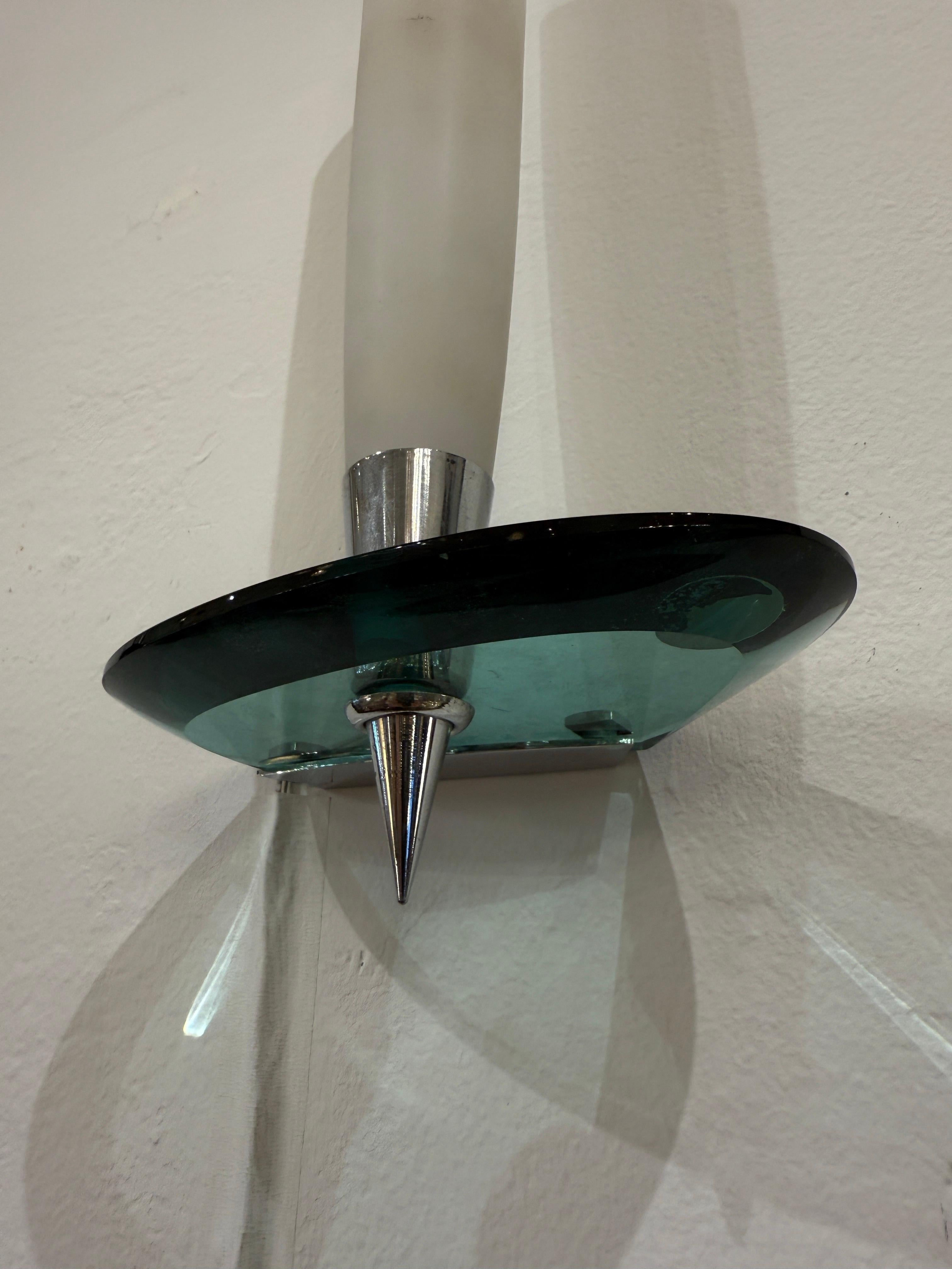 Fontana Arte Style Murano Wall Sconces/ Lights In Good Condition In North Miami, FL