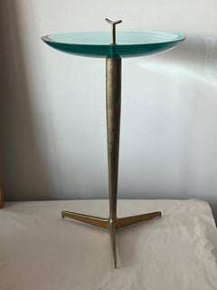 Fontana Arte Style Occasional Table in Polished  Brass and Concave Glass