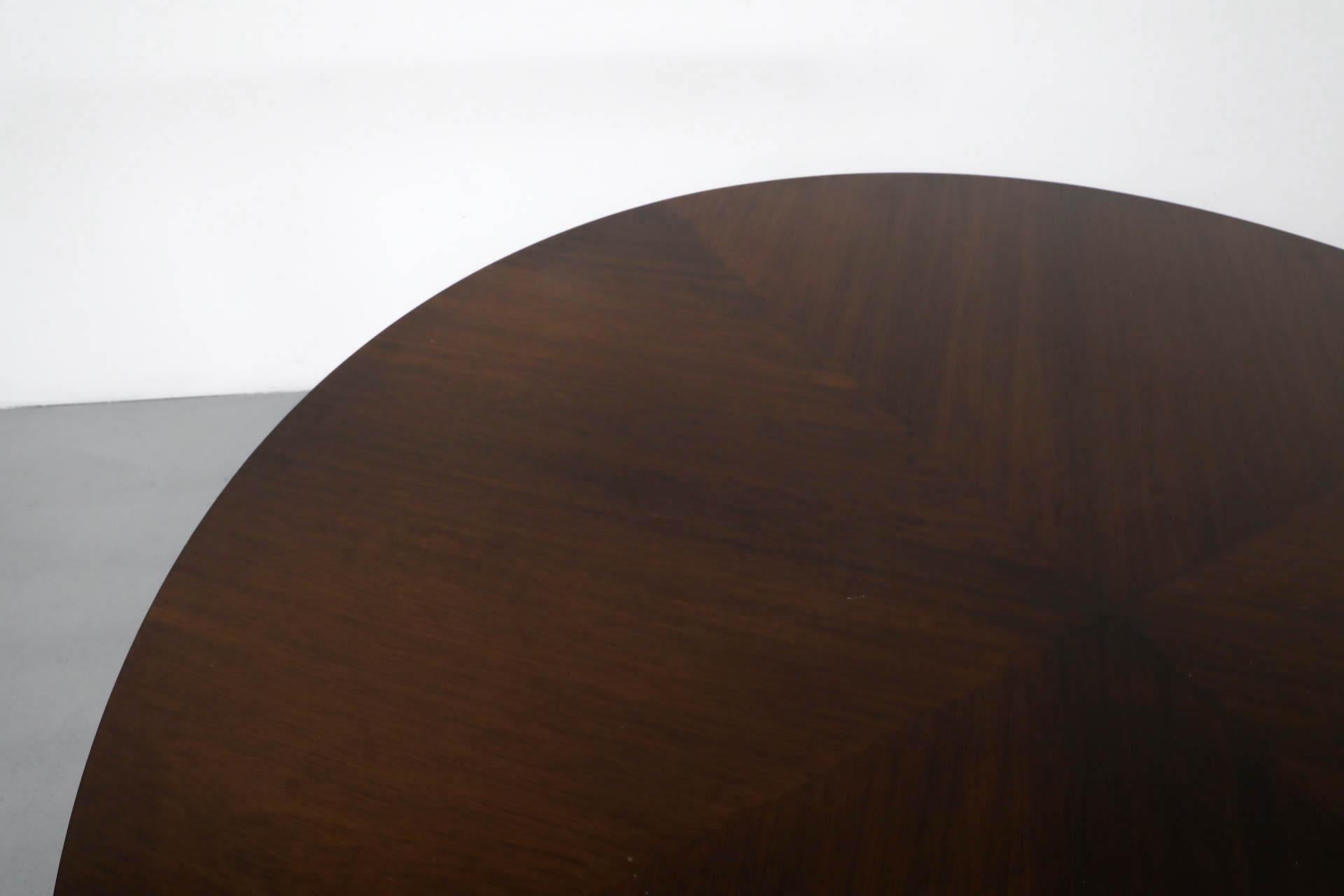 Mesa de Pedestal Estilo Fontana Arte con Tablero de Madera Sunburst y Base de Cromo y Mármol en venta 6