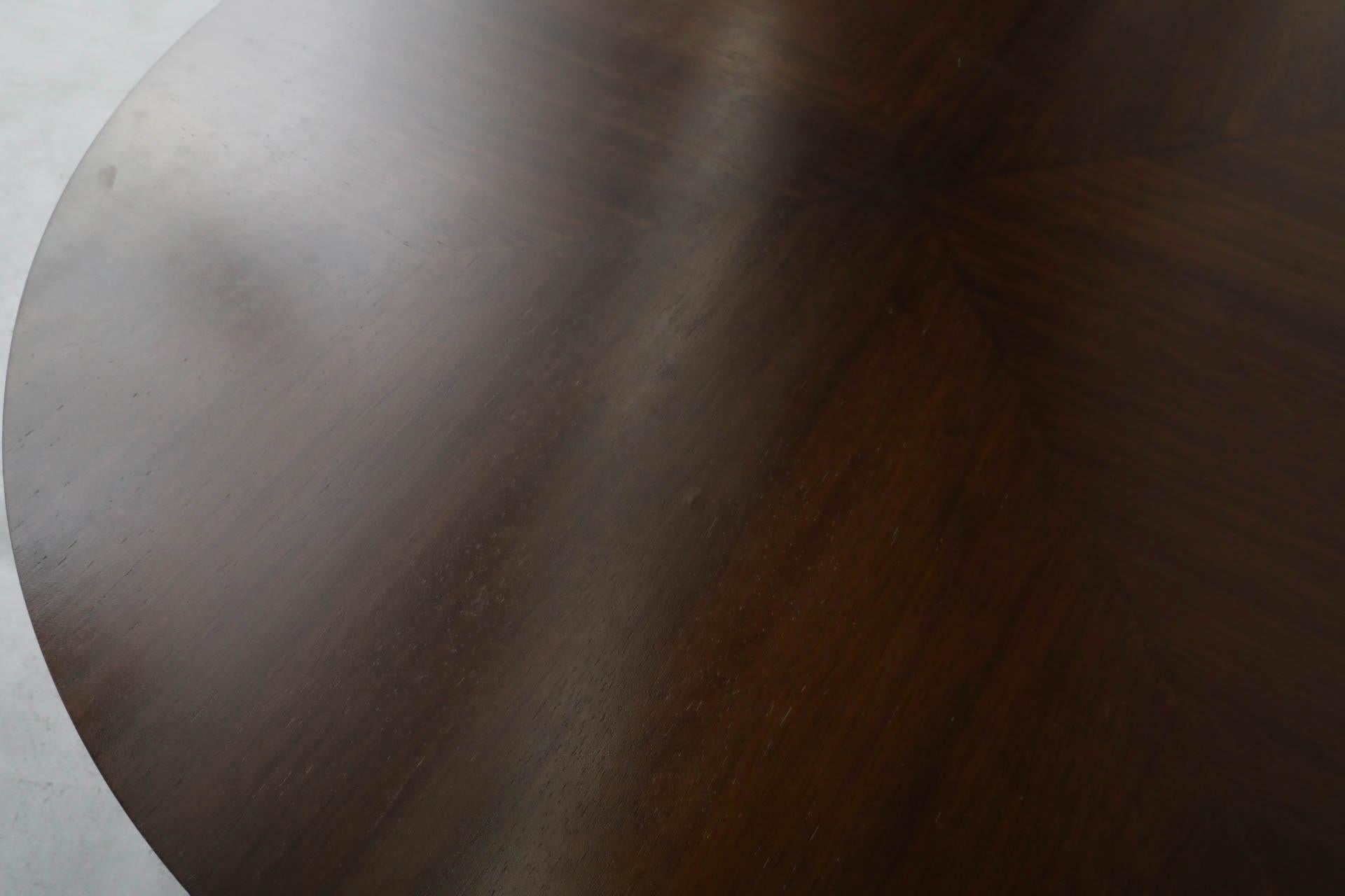 Mesa de Pedestal Estilo Fontana Arte con Tablero de Madera Sunburst y Base de Cromo y Mármol en venta 11