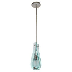 Retro Fontana Arte Style Pendant Light with Hand-Cut Glass Facades 1950s