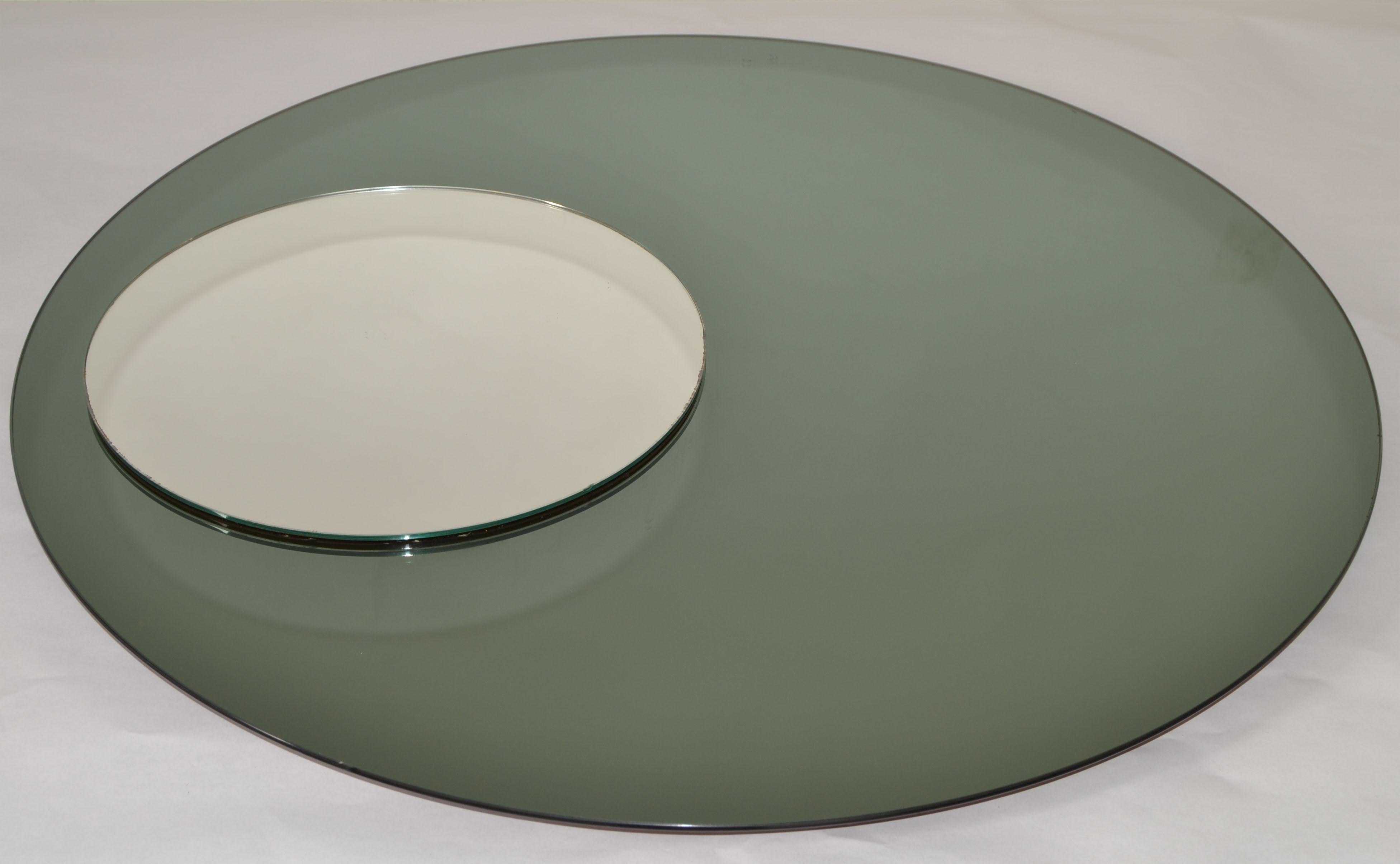Fontana Arte Style Round Double Glass Wall Mirror Italy Mid-Century Modern 1970 For Sale 8