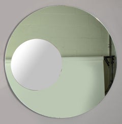 Fontana Arte Style Round Double Glass Wall Mirror Italy Mid-Century Modern 1970