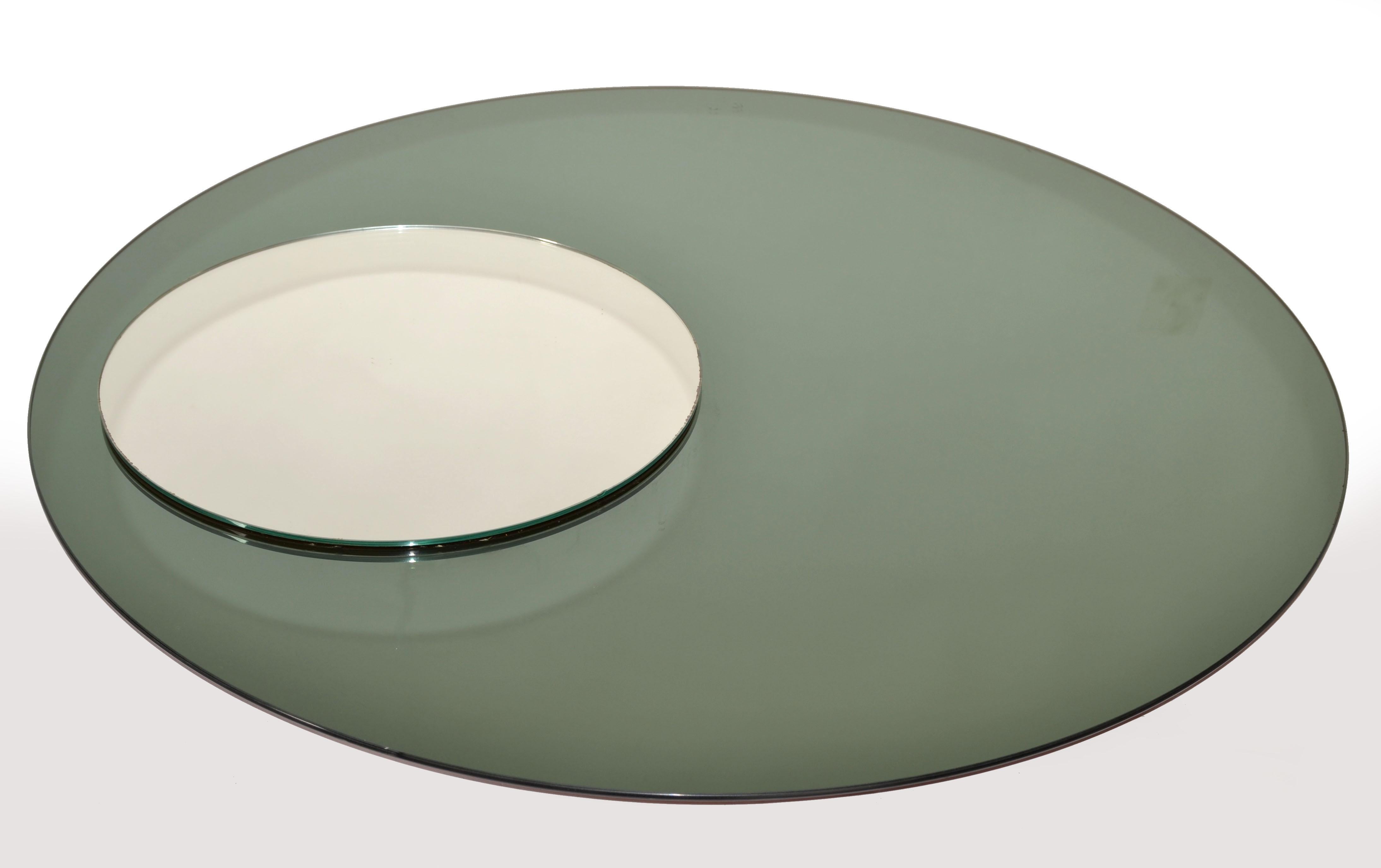 Fontana Arte Style Round Double Glass Wall Mirror Italy Mid-Century Modern 1970 For Sale 1
