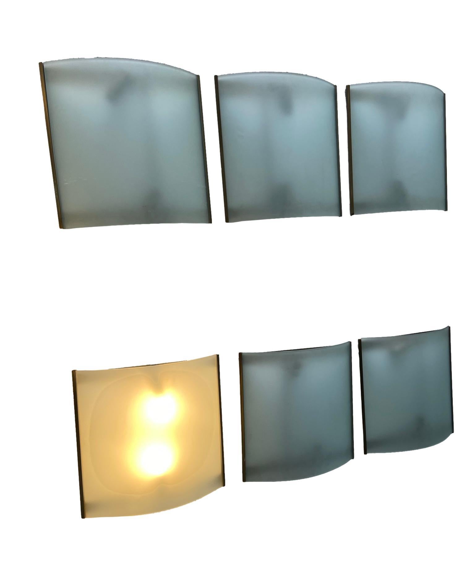 Fontana Arte Style Set of 9 Wall Lamps, Italy, 1960s For Sale 3