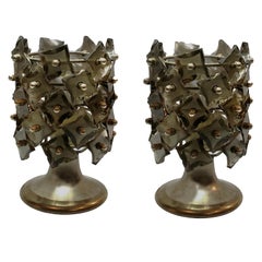 Fontana Arte Style Smoked Crystal Glass Table Lamps Pair, Italy, 1970s