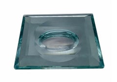 Fontana Arte Style Square glass bowl emptier in solid Green ground glass, 1970s