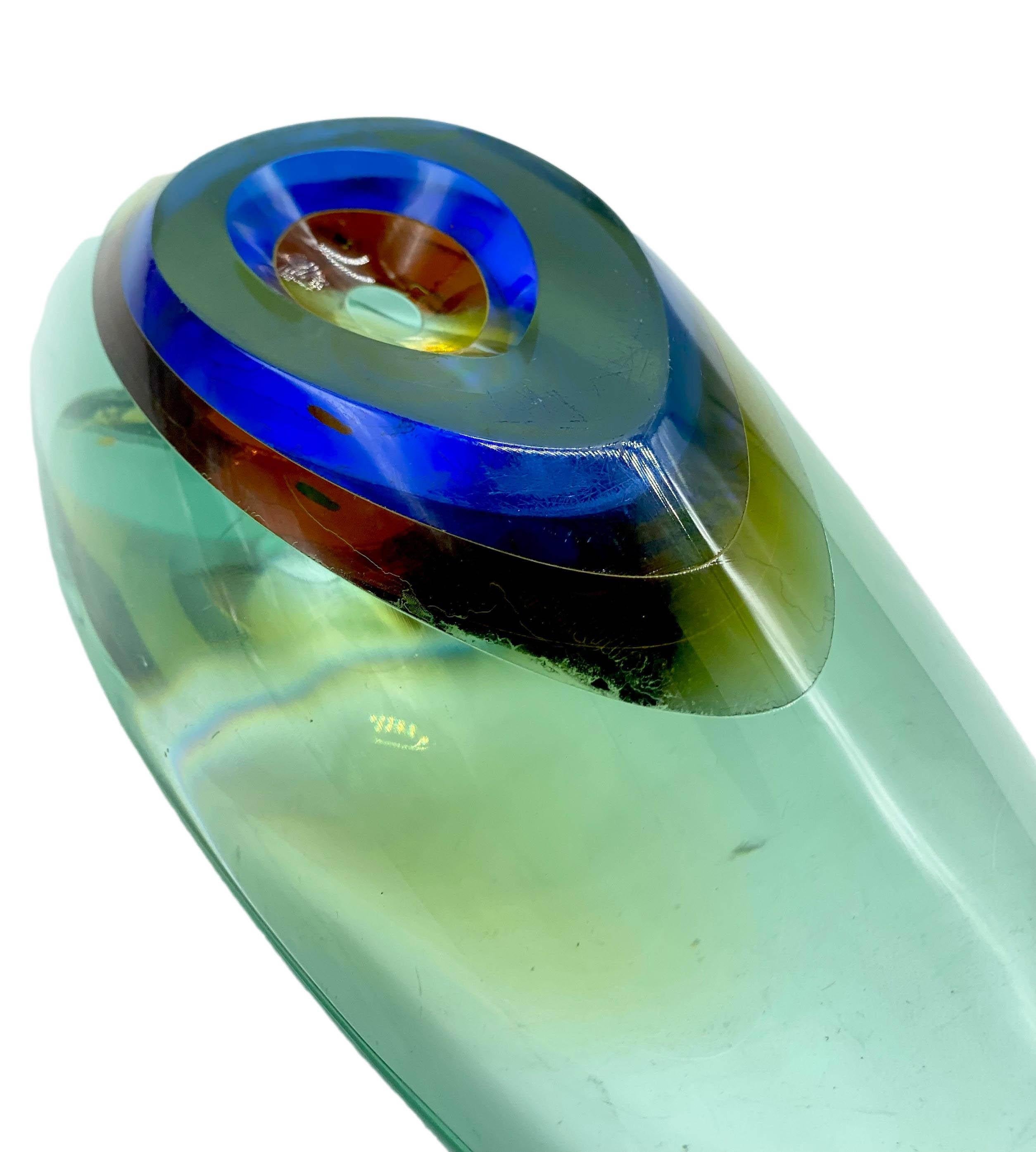 Italian Fontana Arte Submerged Glass Centerpiece or Bowl, Italy 1960s