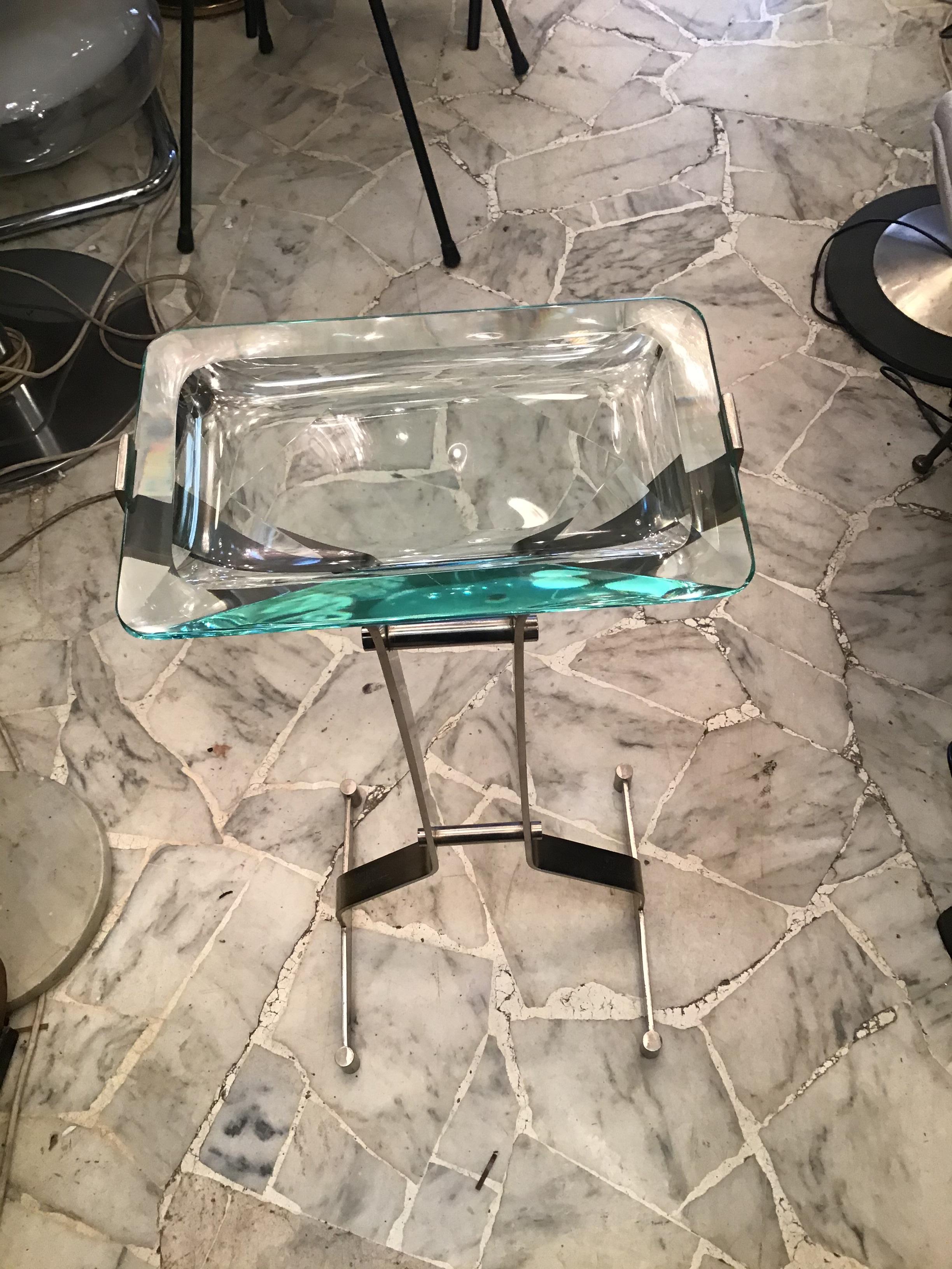 Fontana Arte Svuota Tasche / Posacenere  MetalCrome Glass 1970 Italy  3