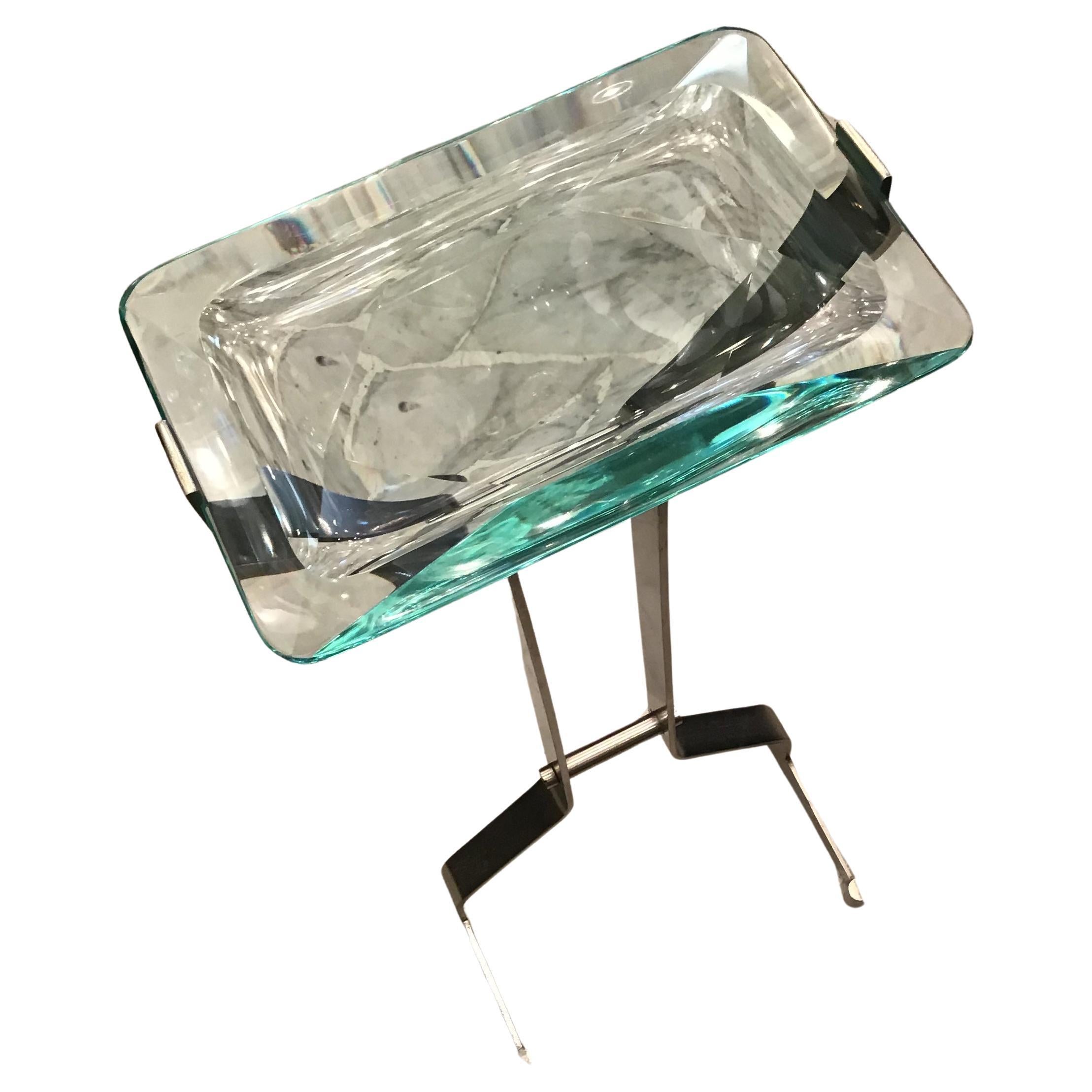 Fontana Arte Svuota Tasche / Posacenere  MetalCrome Glass 1970 Italy 