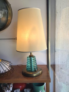 Fontana Arte Lámpara de sobremesa de latón y cristal Pergamena, 1950, Italia