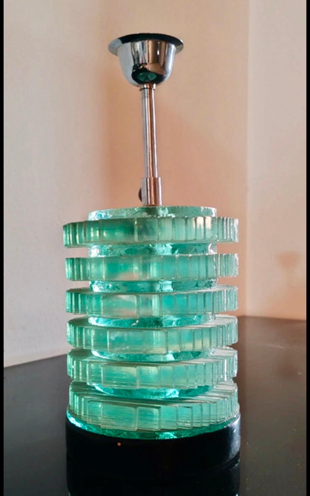 Lámpara de sobremesa Fontana Arte Cristal único, Italia Años 60 en Bueno estado para la venta en La xara, VC