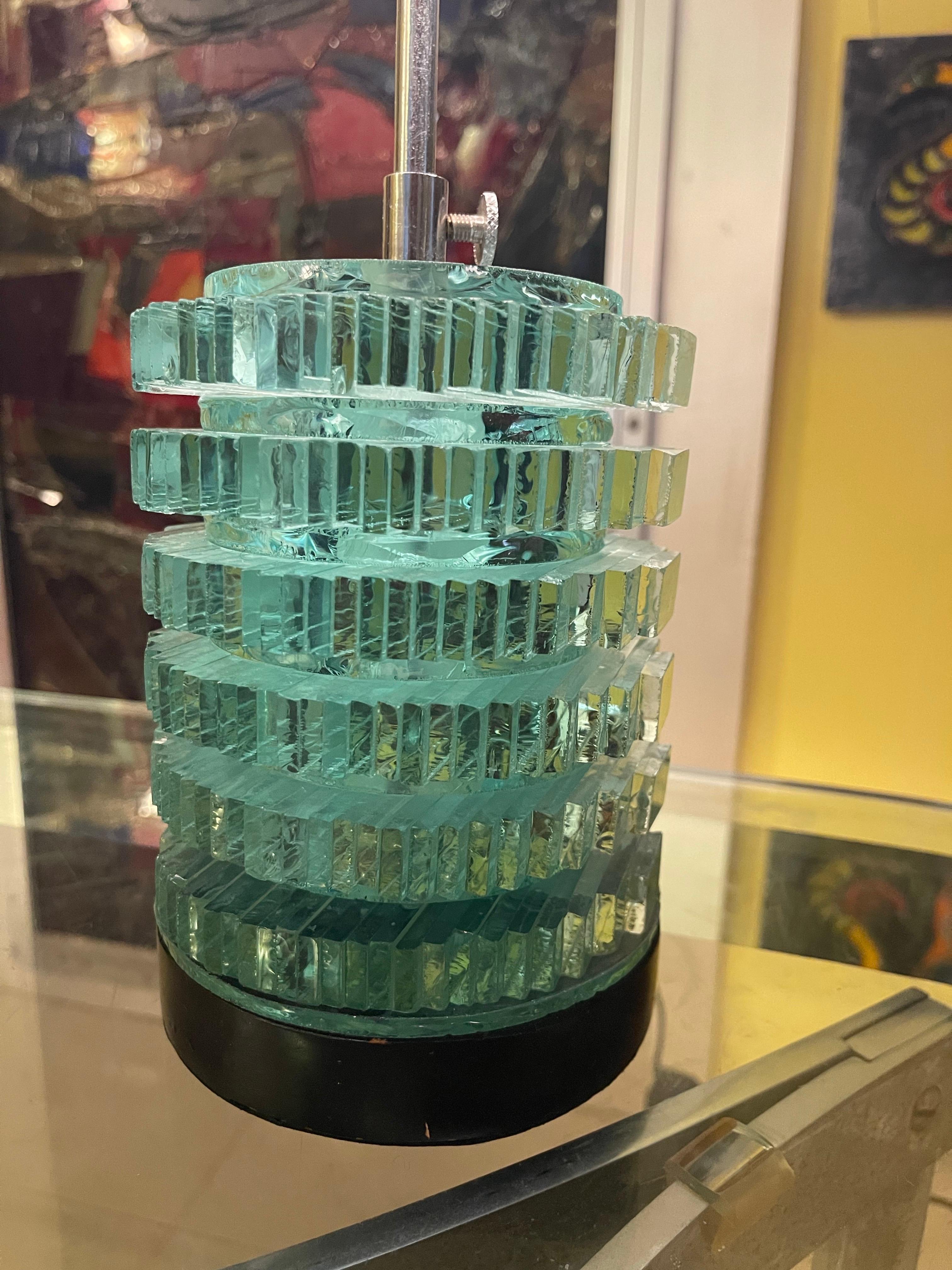 Lámpara de sobremesa Fontana Arte Cristal único, Italia Años 60 Cristal de Murano en venta