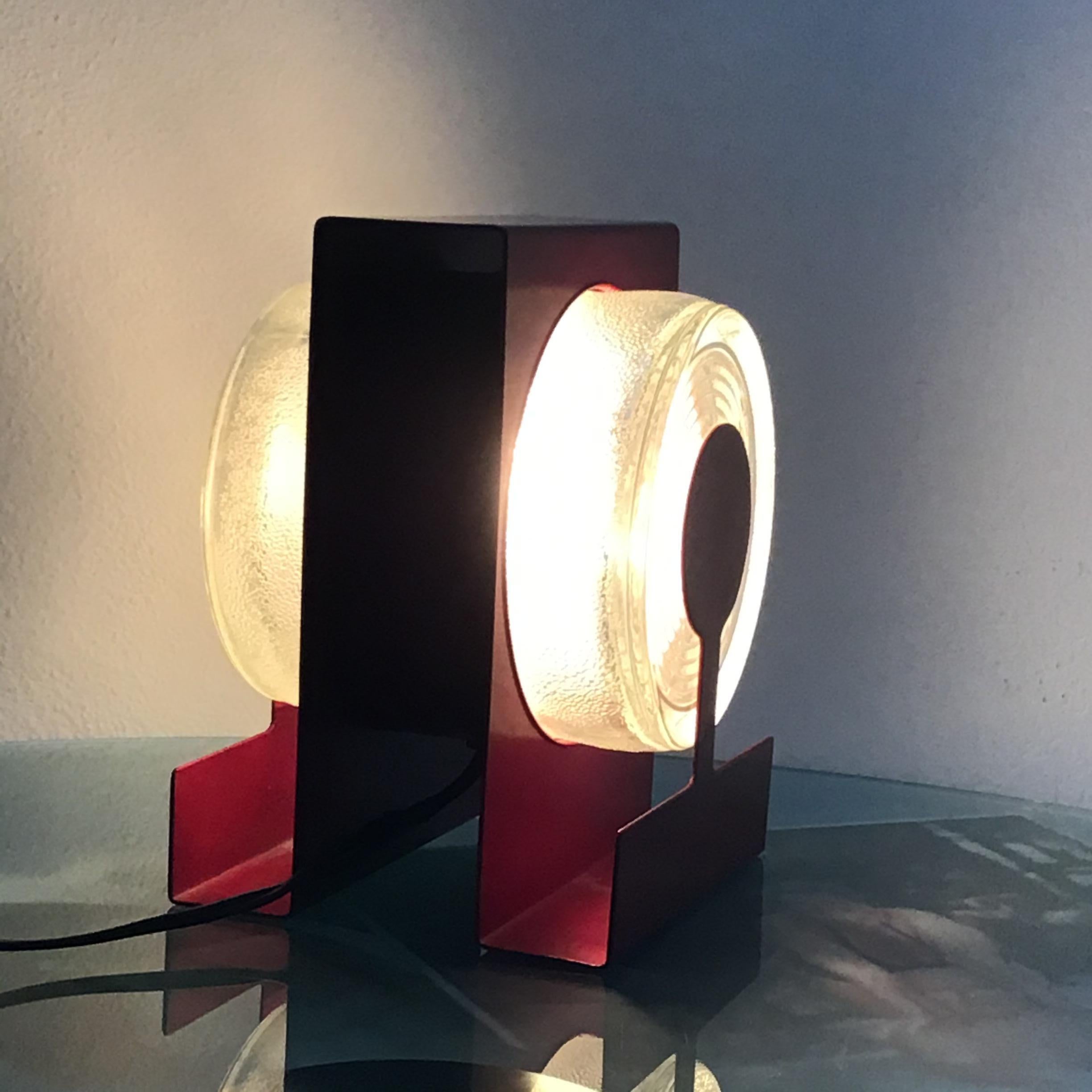 Fontana Arte Table Lamp “Yoyo” “ Eugenio Gentili Tedeschi” Glass Metal 1970 IT For Sale 13