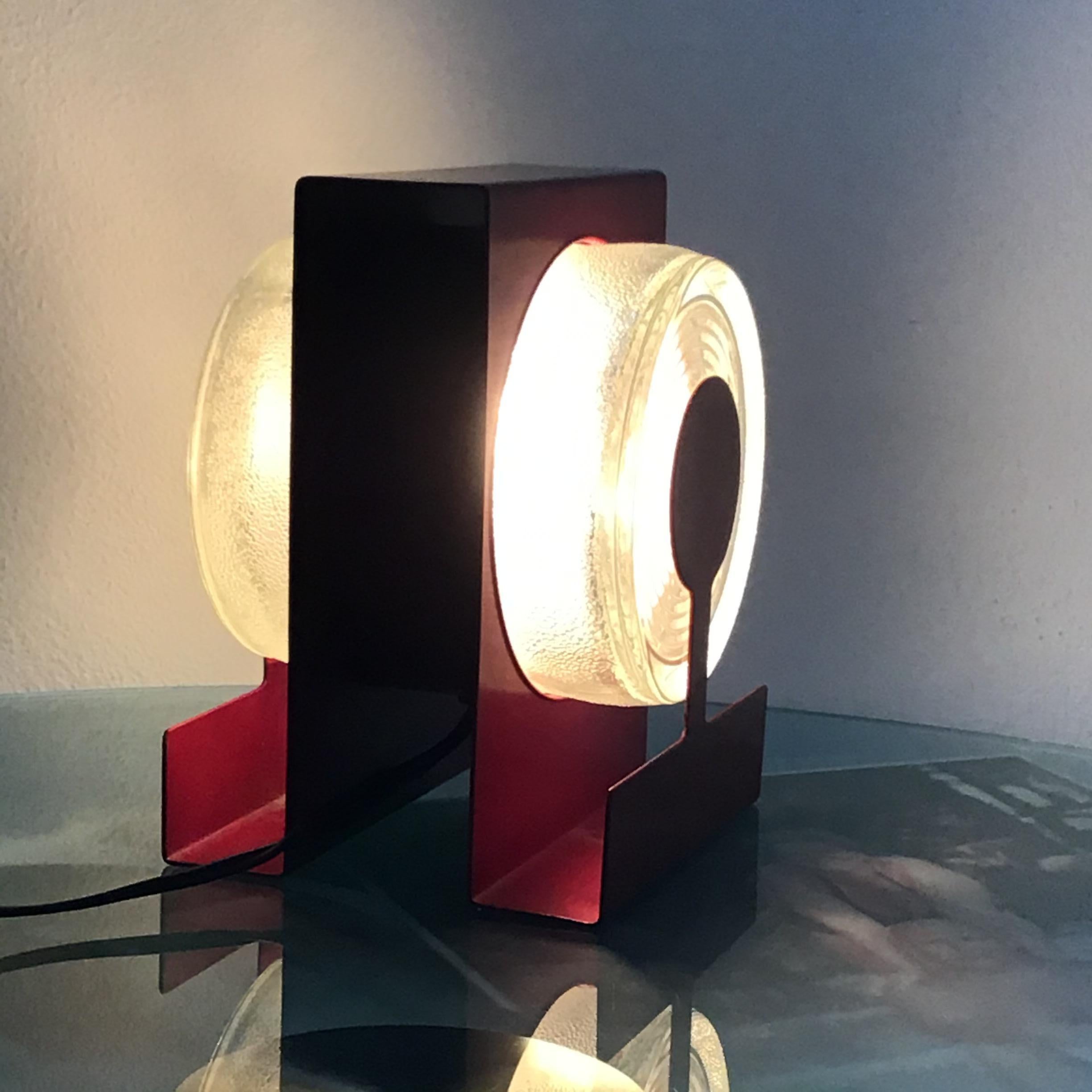 Fontana Arte Table Lamp “Yoyo” “ Eugenio Gentili Tedeschi” Glass Metal 1970 IT For Sale 14