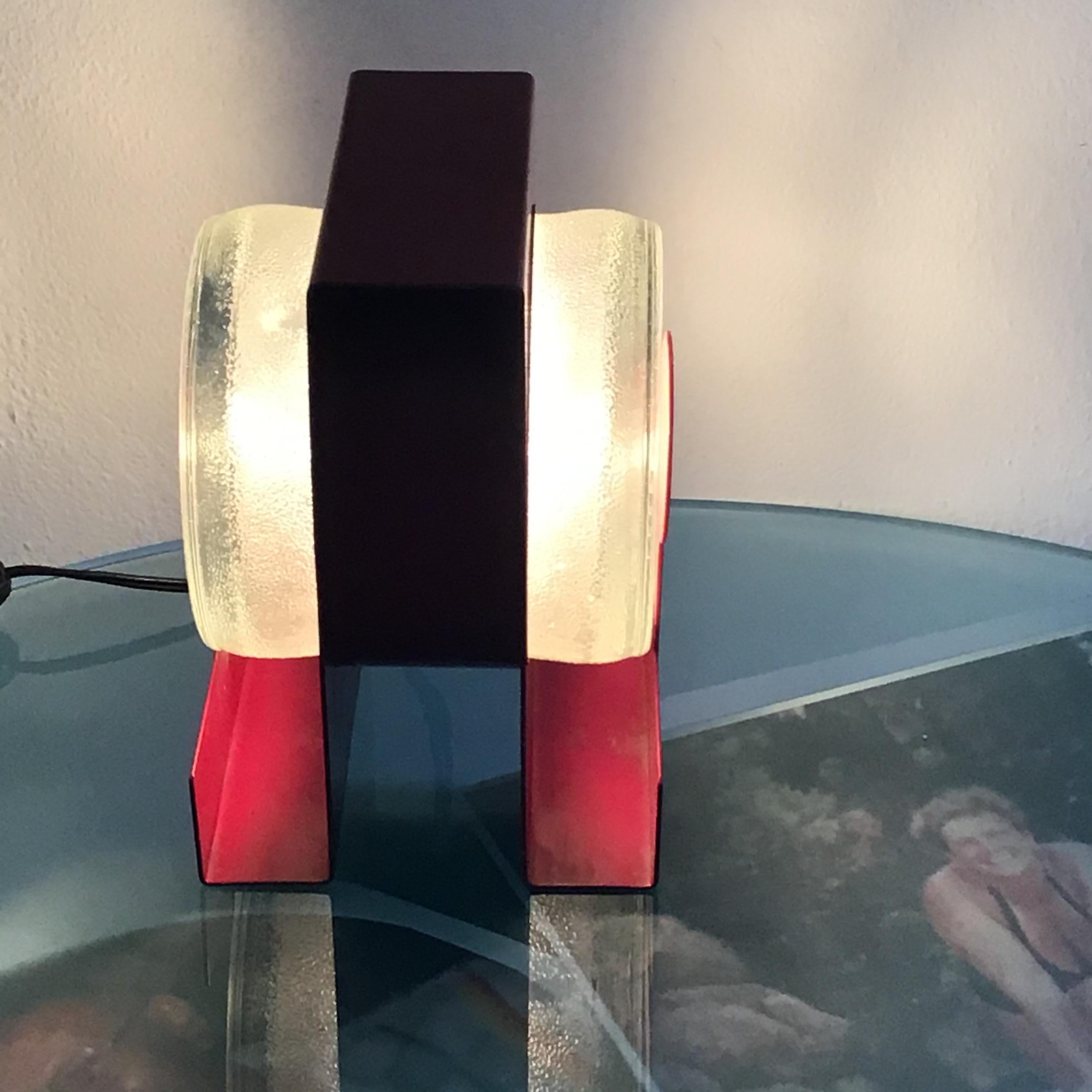 20th Century Fontana Arte Table Lamp “Yoyo” “ Eugenio Gentili Tedeschi” Glass Metal 1970 IT For Sale