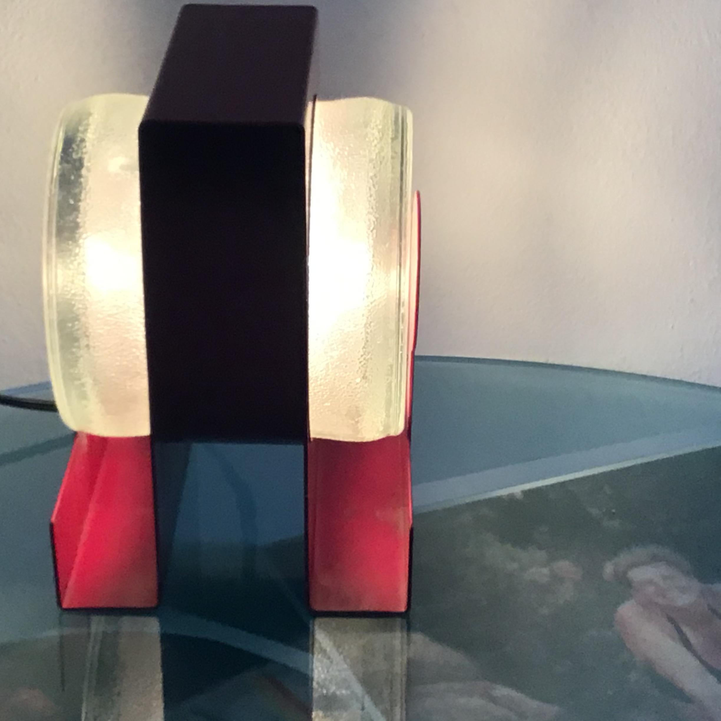 Fontana Arte Table Lamp “Yoyo” “ Eugenio Gentili Tedeschi” Glass Metal 1970 IT For Sale 2