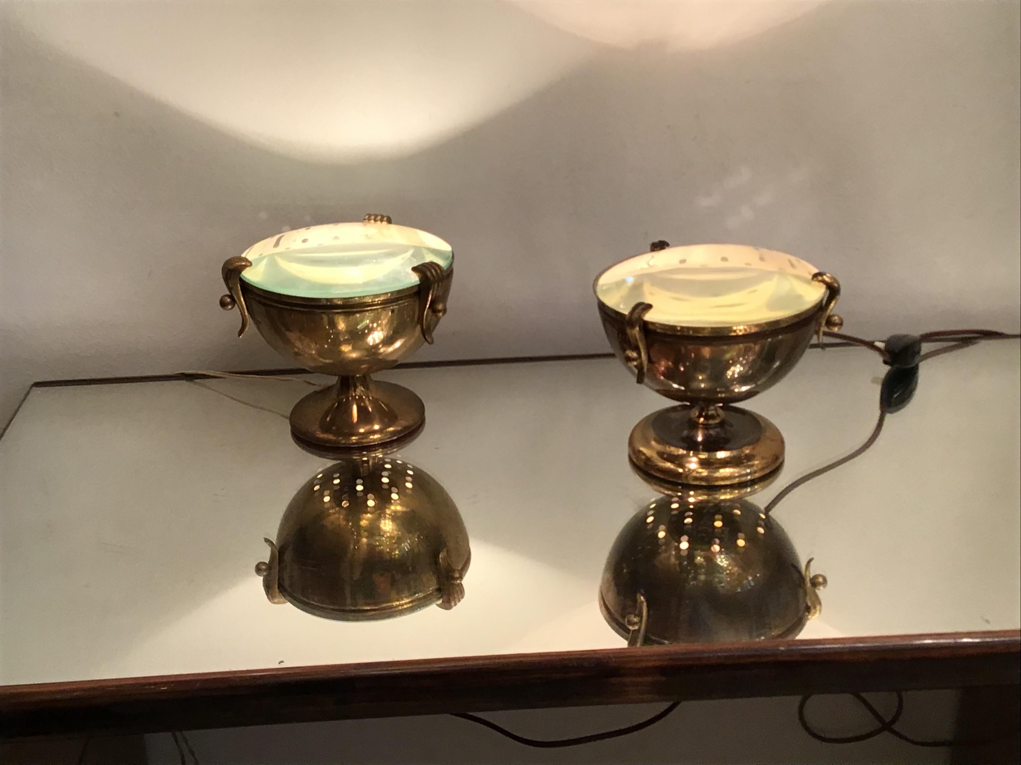 Lampes de bureau Fontana Arte Him and Her Brass Glass, 1950, Italie en vente 4
