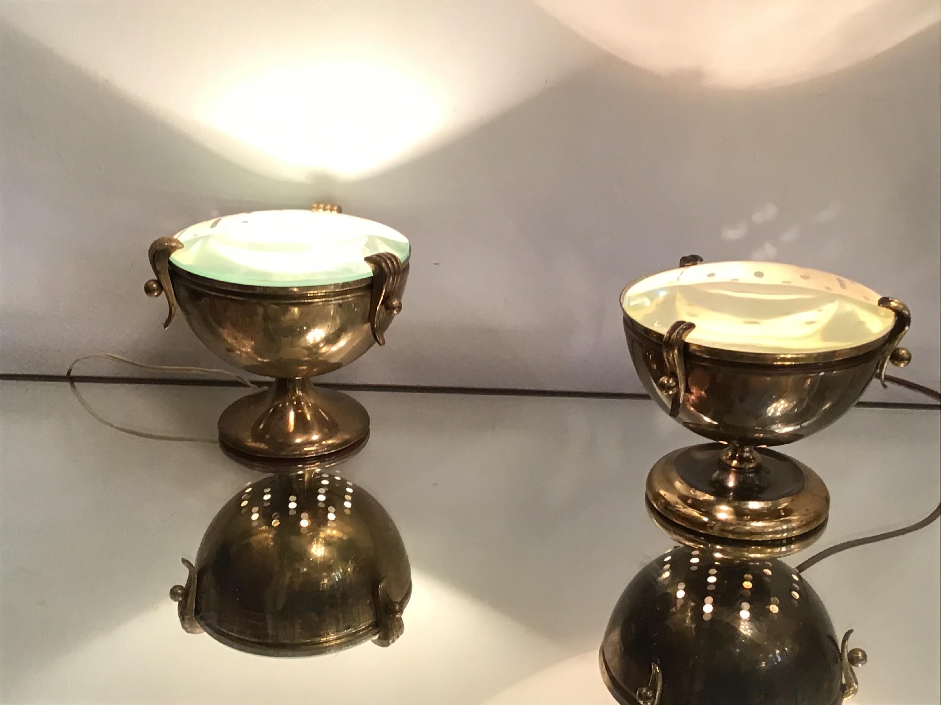 Fontana Arte-Tischlampen „Herr und ihr Messingglas“, 1950, Italien im Zustand „Hervorragend“ im Angebot in Milano, IT