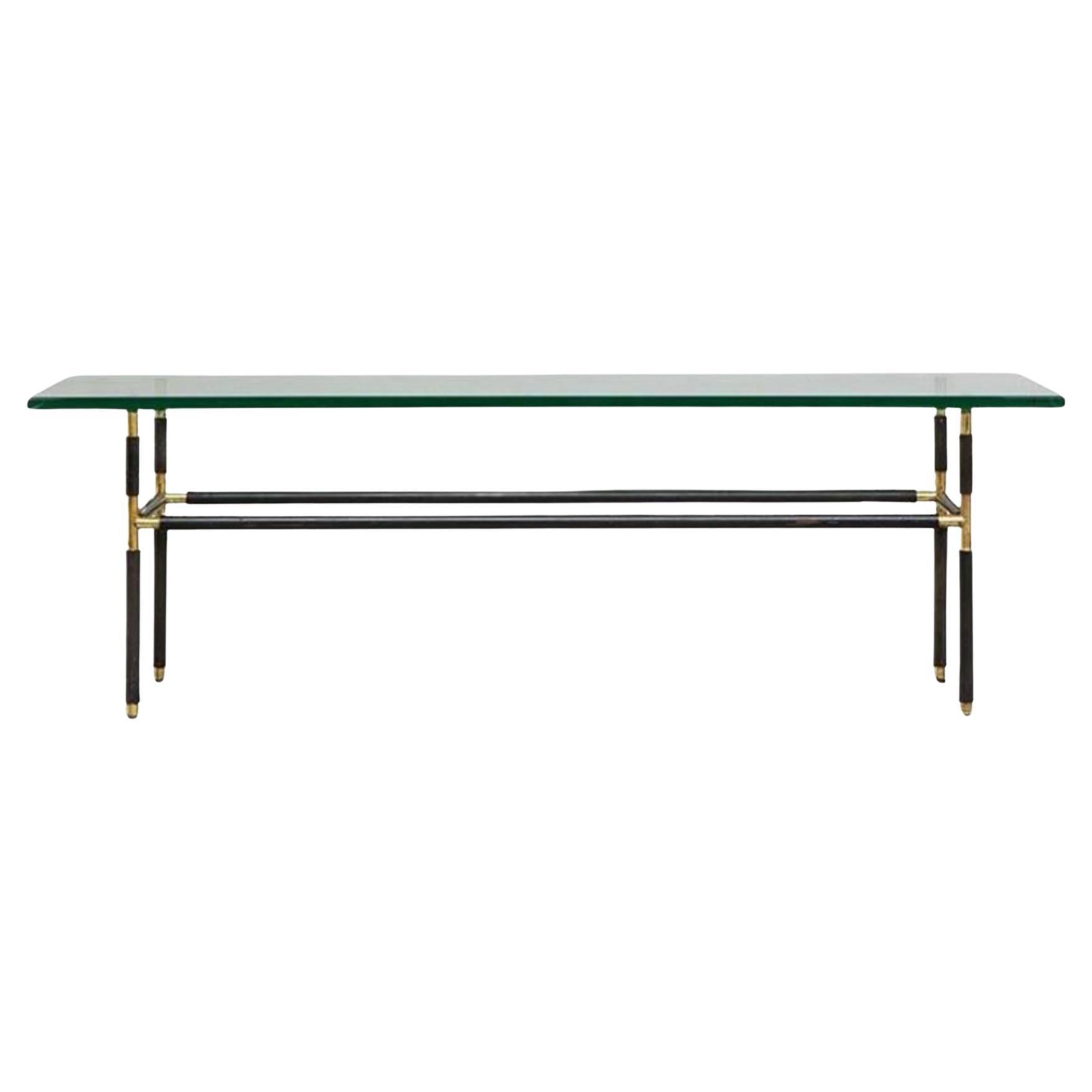 Petite table Fontana Arte mod. 1736 avec plateau en miroir, Italie, années 1950