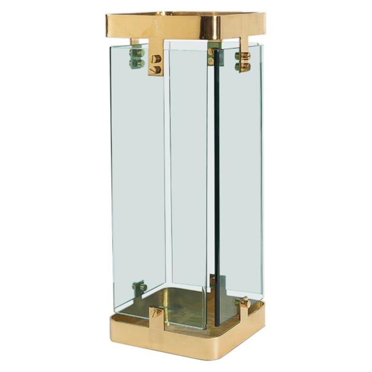 Fontana Arte Umbrella Stand in Glass and Brass 1960-70 Italy