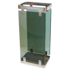 Fontana Arte Umbrella Stand with Satin Nickel Framing