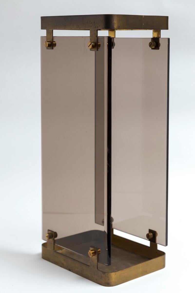 Mid-20th Century Fontana Arte Umbrella Stand with Smoked Glass By Max Ingrand For Sale