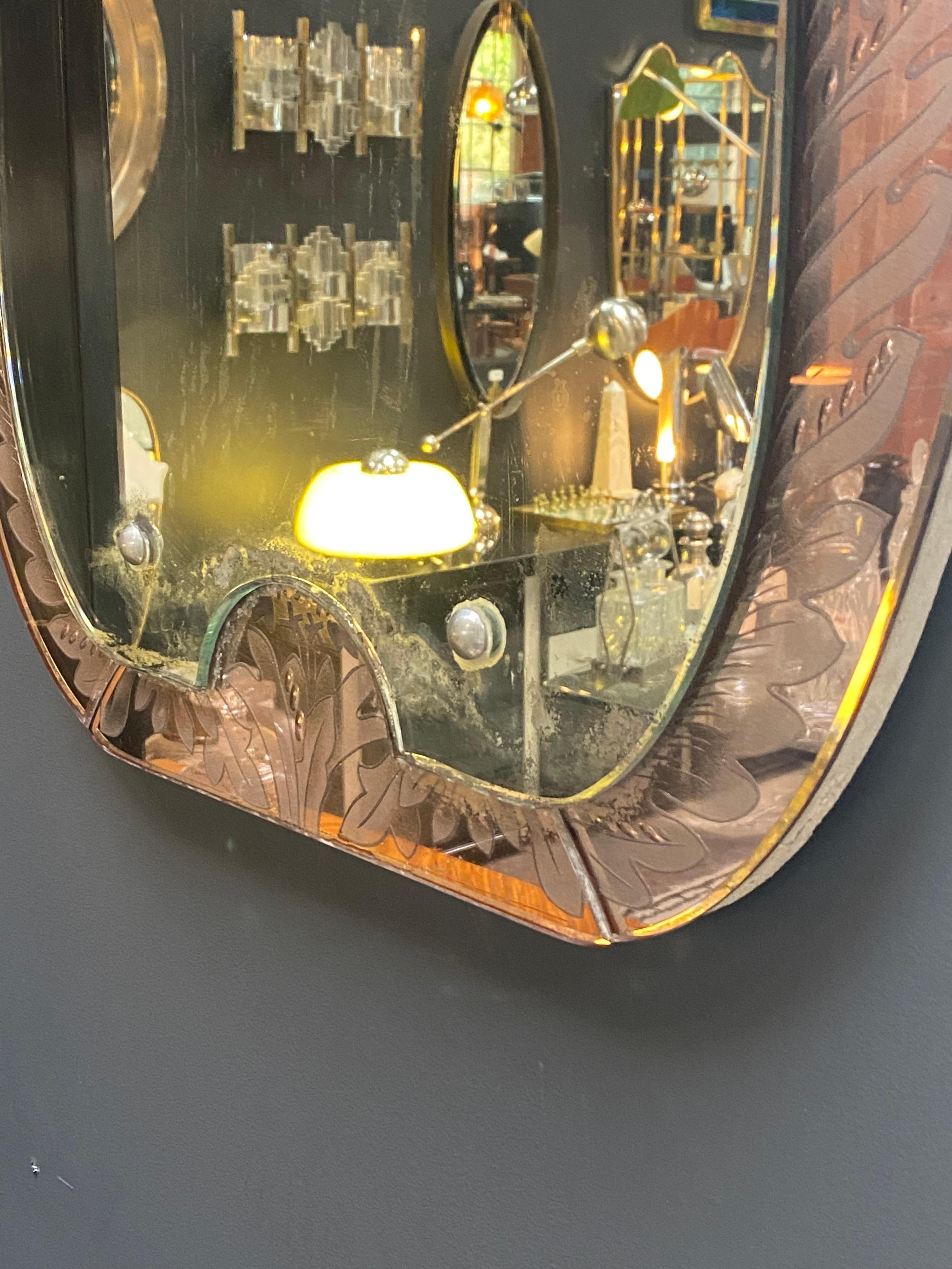 Crystal Fontana Arte Venetian Mirror by Pietro Chiesa, 1940