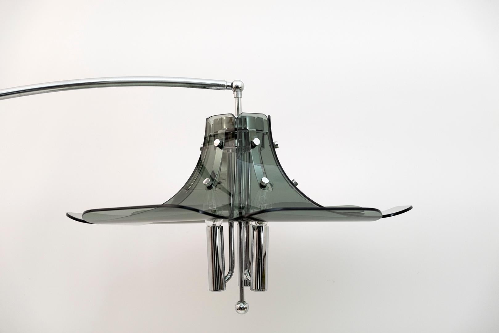 Fontana Arte Vintage Italian Arc Floor Lamp by Max Ingrand, 1970s For Sale 1