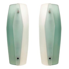 Vintage Fontana Arte Wall Lights with Green and Clear Frosted Glass, 1 Available