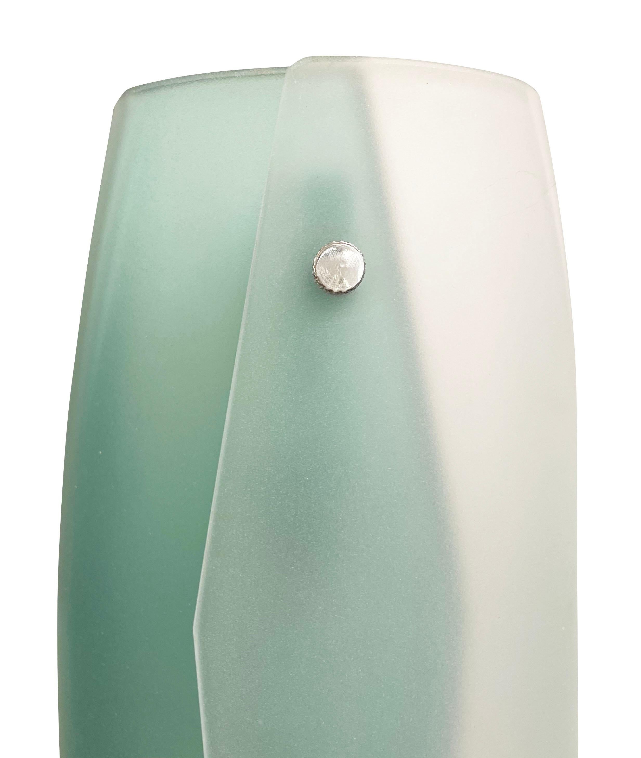 Mid-Century Modern Fontana Arte Wall Lights with Green and Clear Frosted Glass, 1 Available