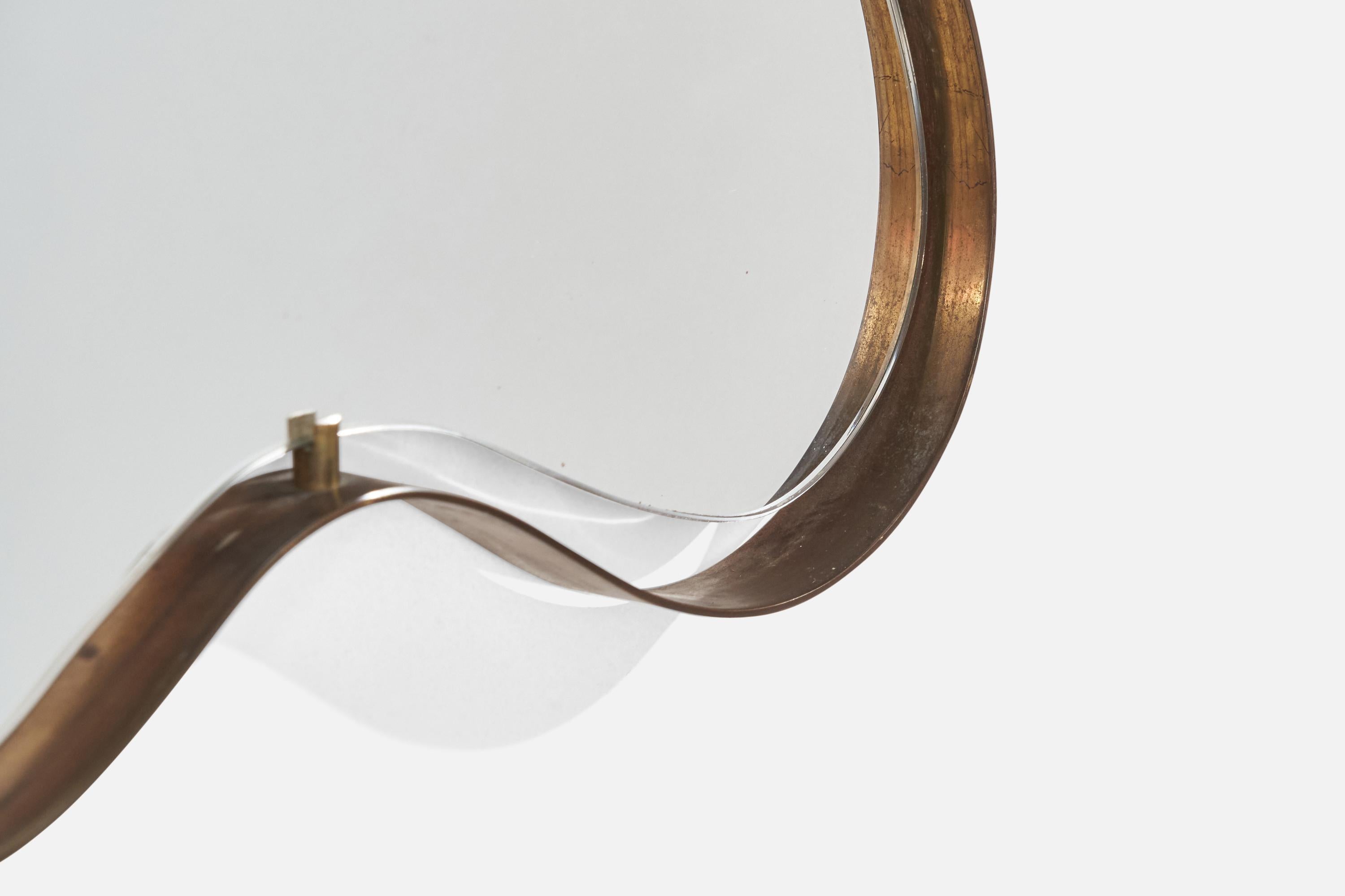 Fontana Arte, Wall Mirror, Brass, Glass, Italy, 1940s For Sale 1
