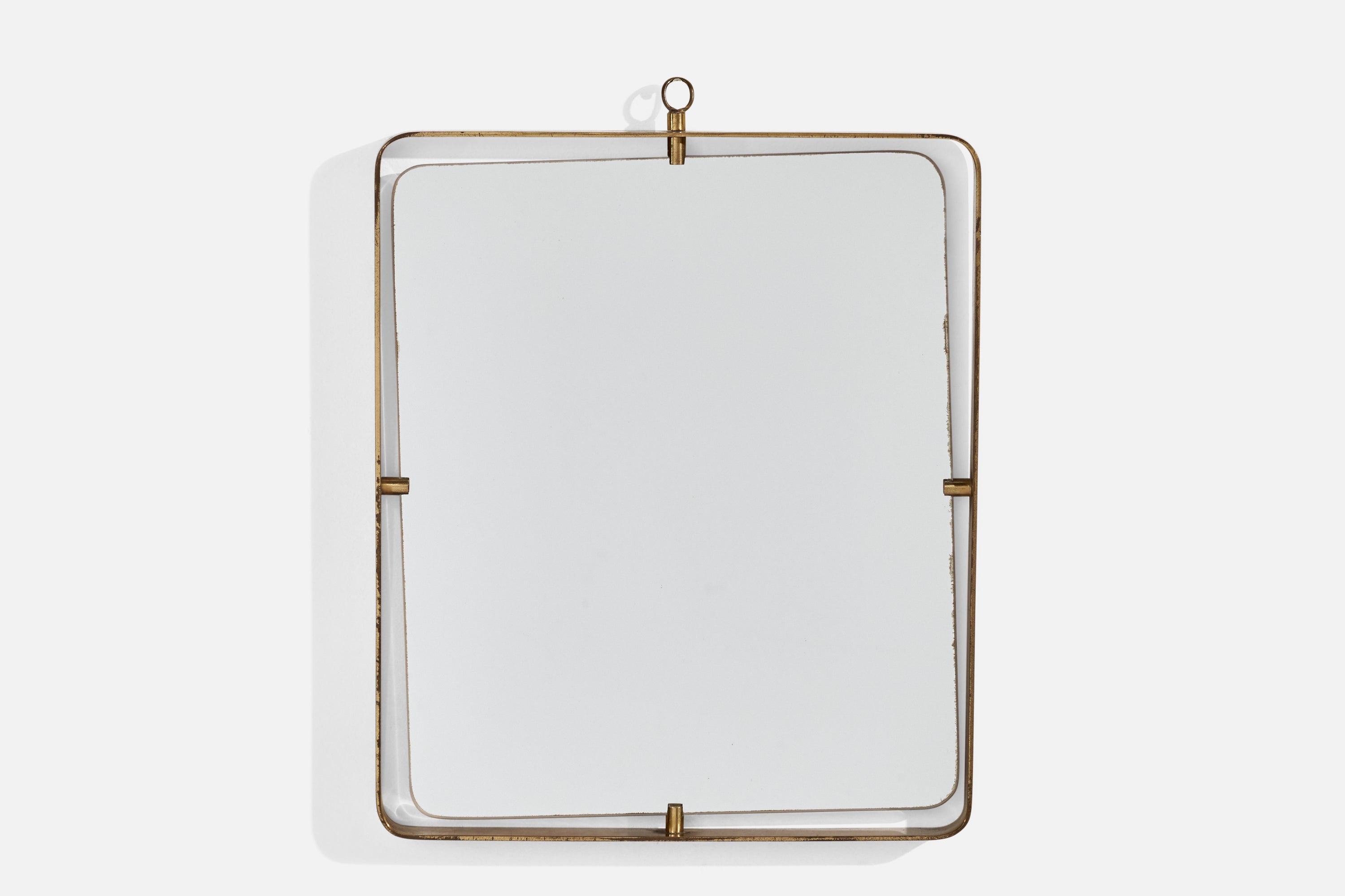 Fontana Arte, Wall Mirror, Brass, Glass, Italy, 1940s For Sale